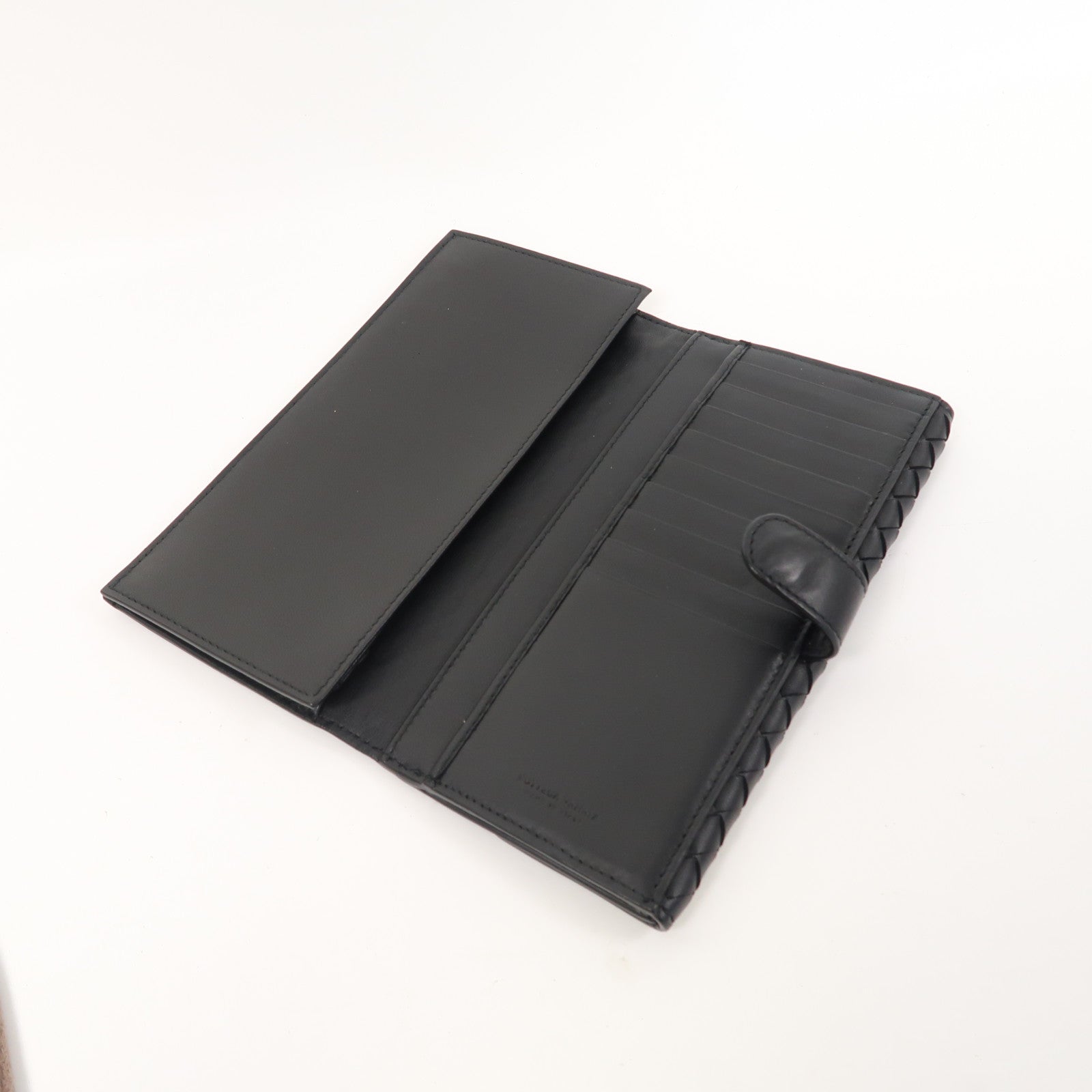 BOTTEGA VENETA 織紋羊皮皮革Long Wallet長錢包黑色