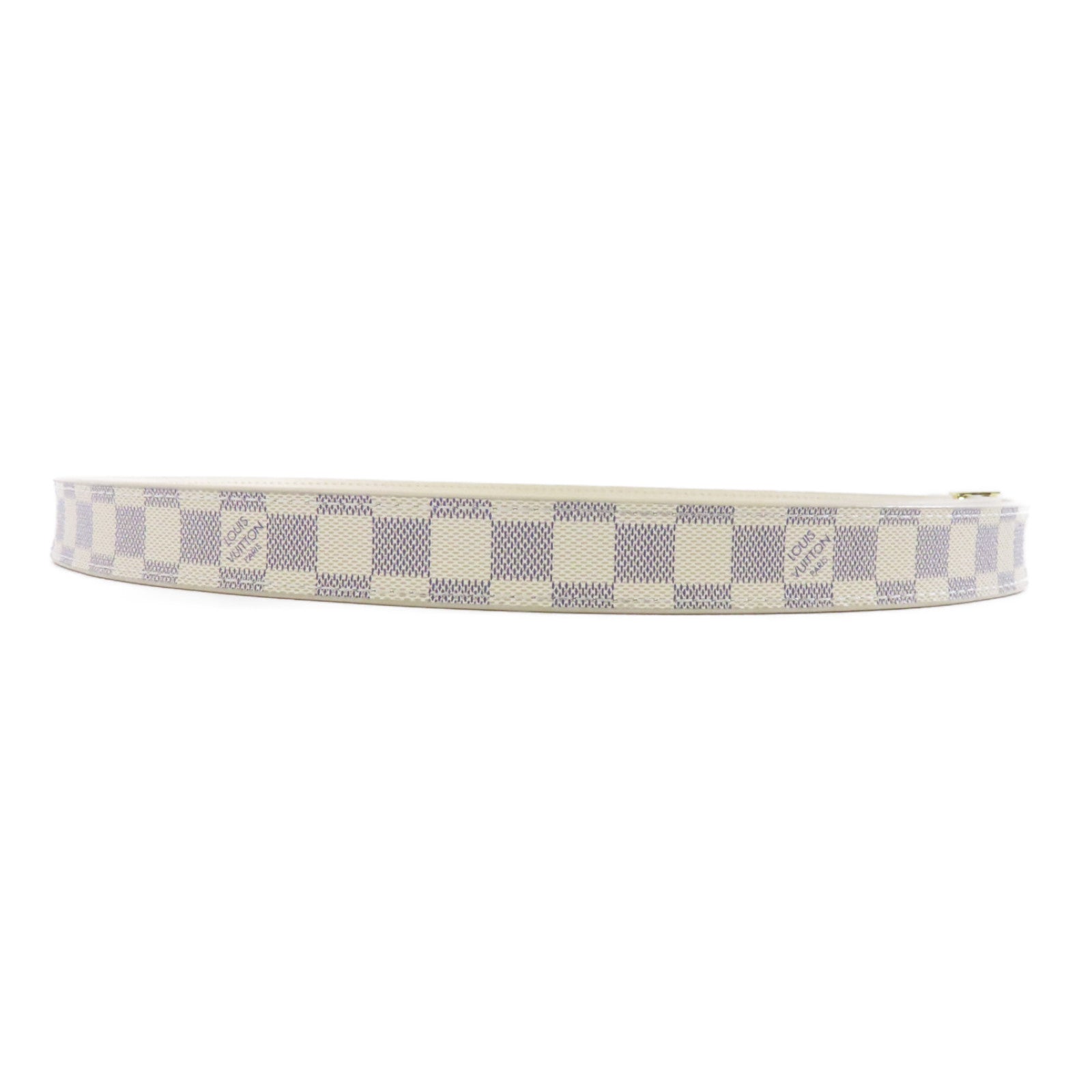 LOUIS VUITTON Damier Azur Belt 80cm金扣皮帶米色