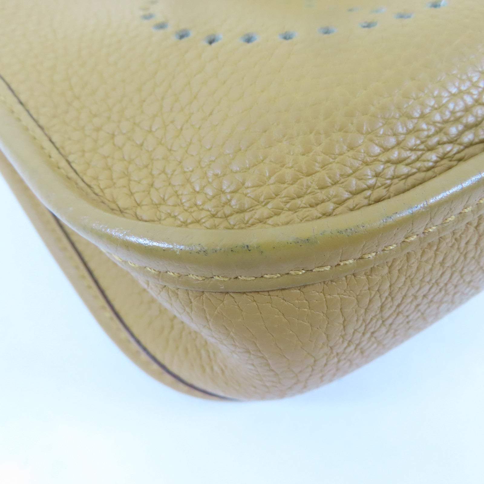 HERMES Clemence皮革Evelyne TPM銀扣肩背袋Biscuit/啡色