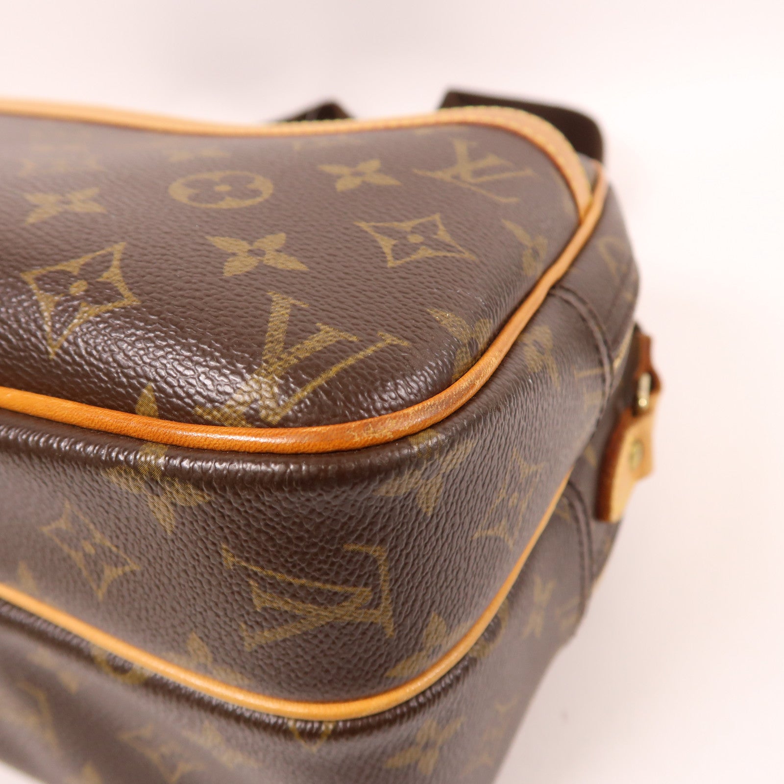 LOUIS VUITTON Monogram Reporter PM金扣肩背袋棕色