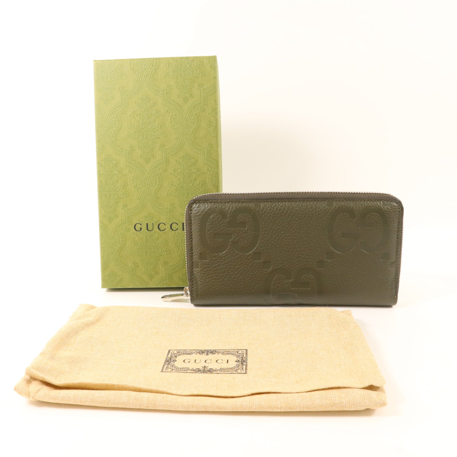 GUCCI 牛皮皮革Long Round Wallet銀扣長錢包