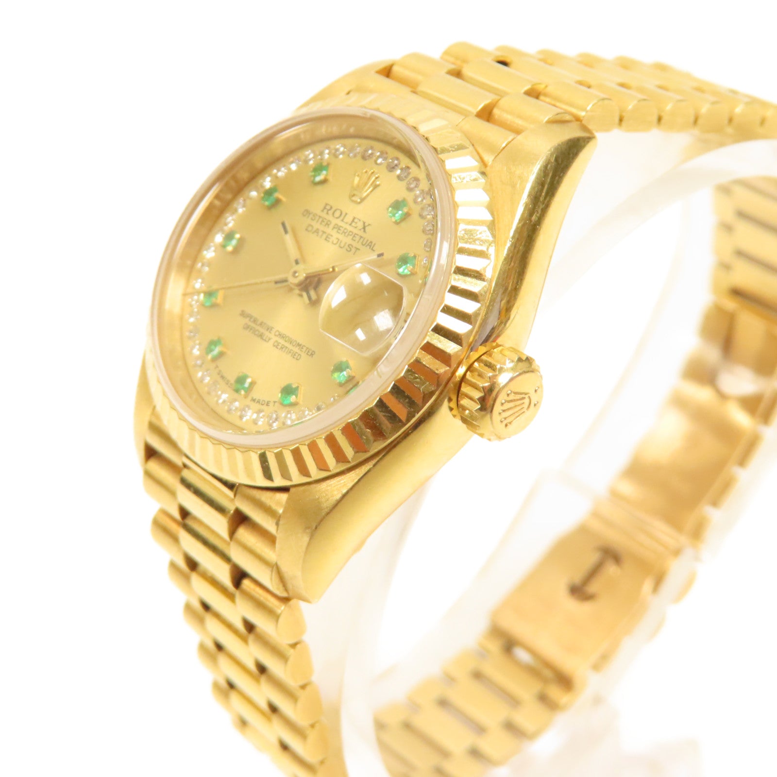 ROLEX Lady Datejust 18K黃金手錶自動機芯金色