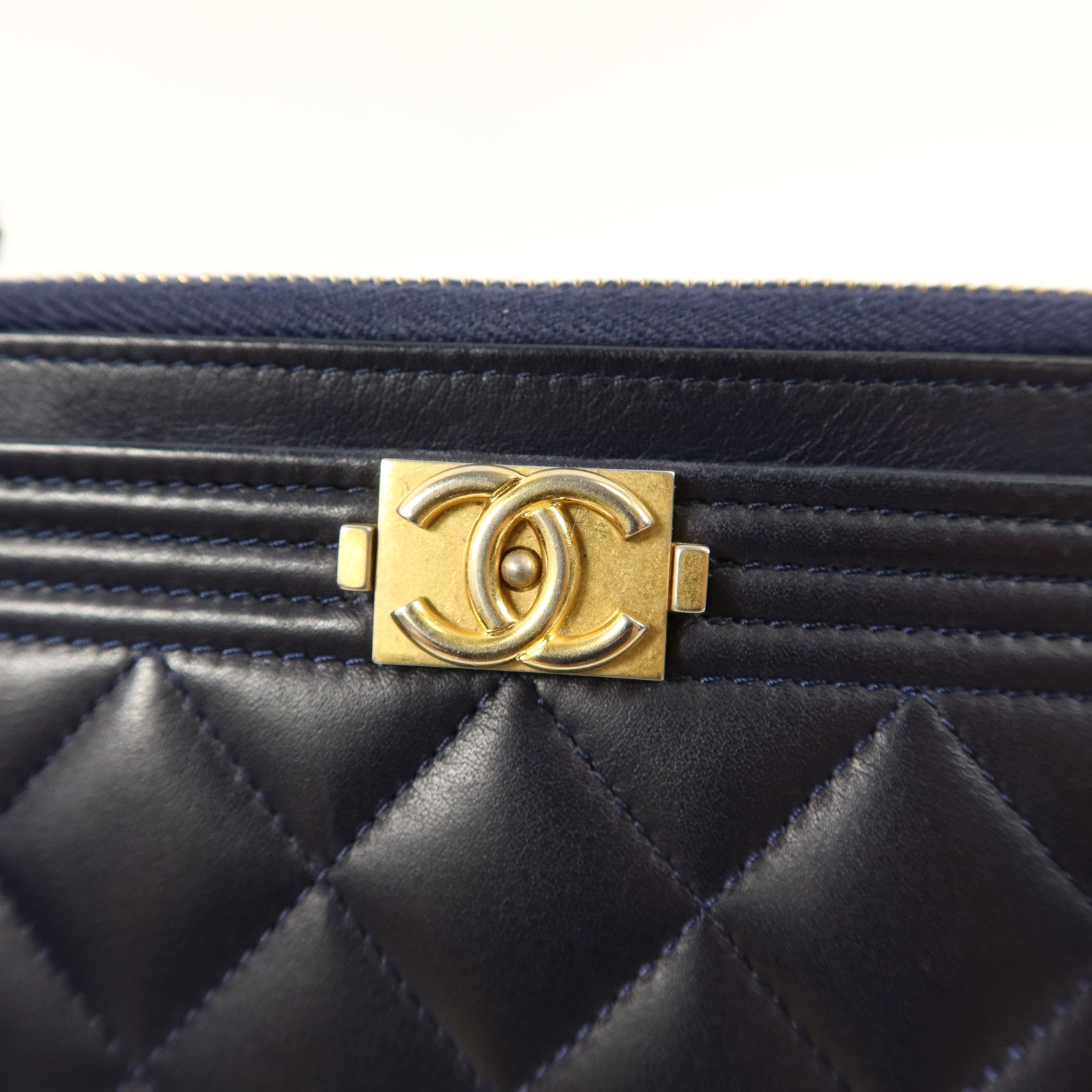 CHANEL 羊皮皮革Boy Zipper Long Wallet長錢包