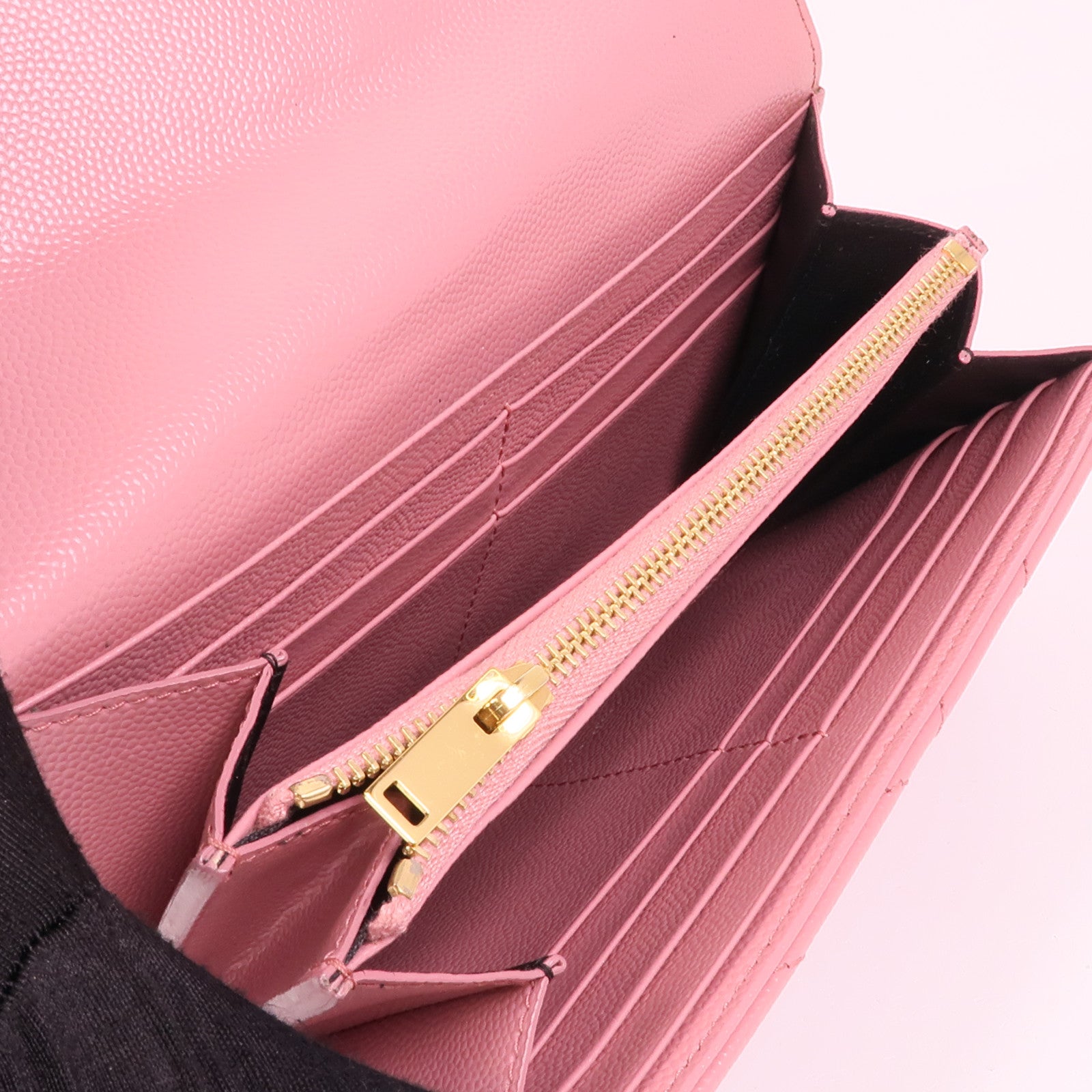 SAINT LAURENT 牛皮皮革Long Wallet金扣長錢包