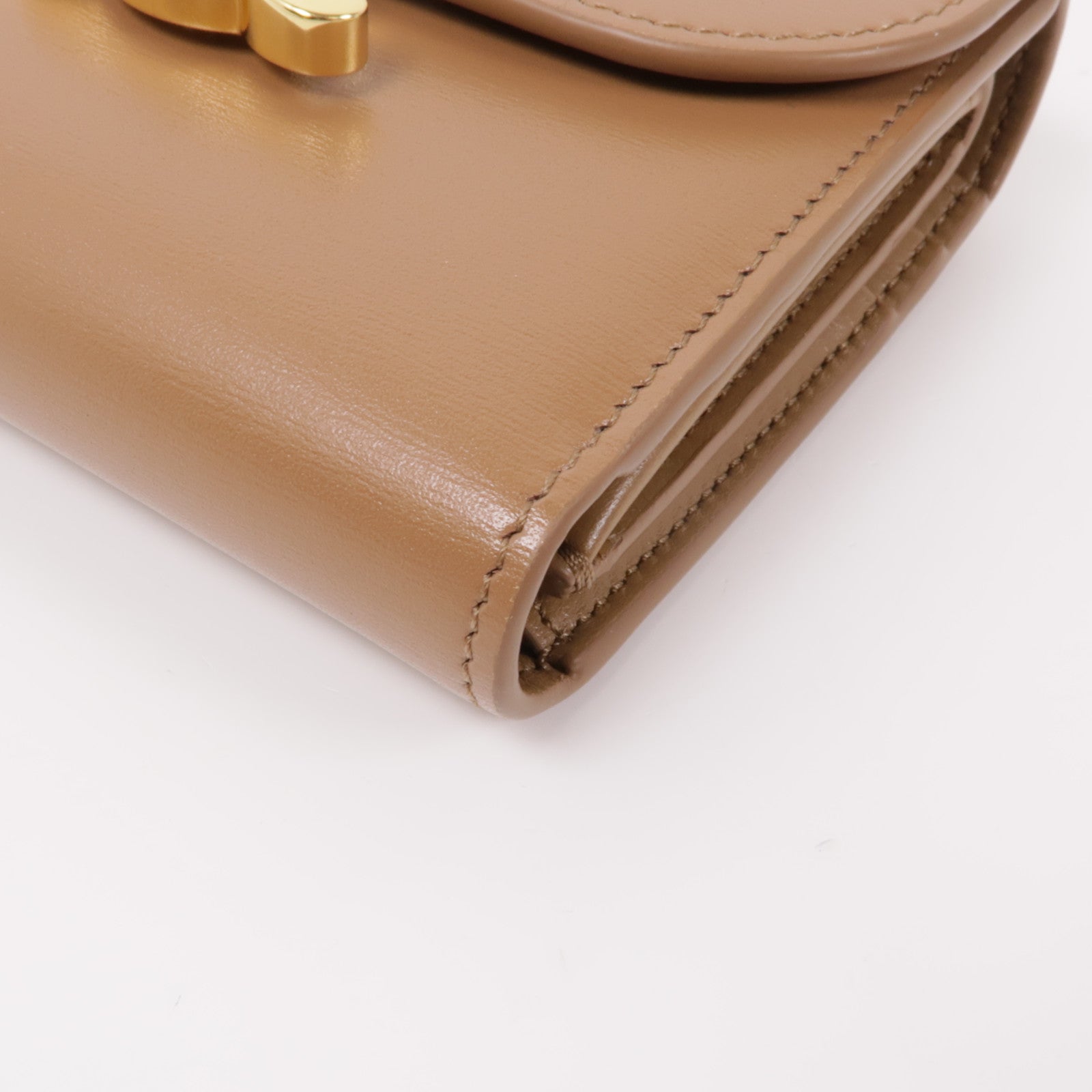 CELINE 牛皮皮革Small Flap Triomple Wallet金扣錢包