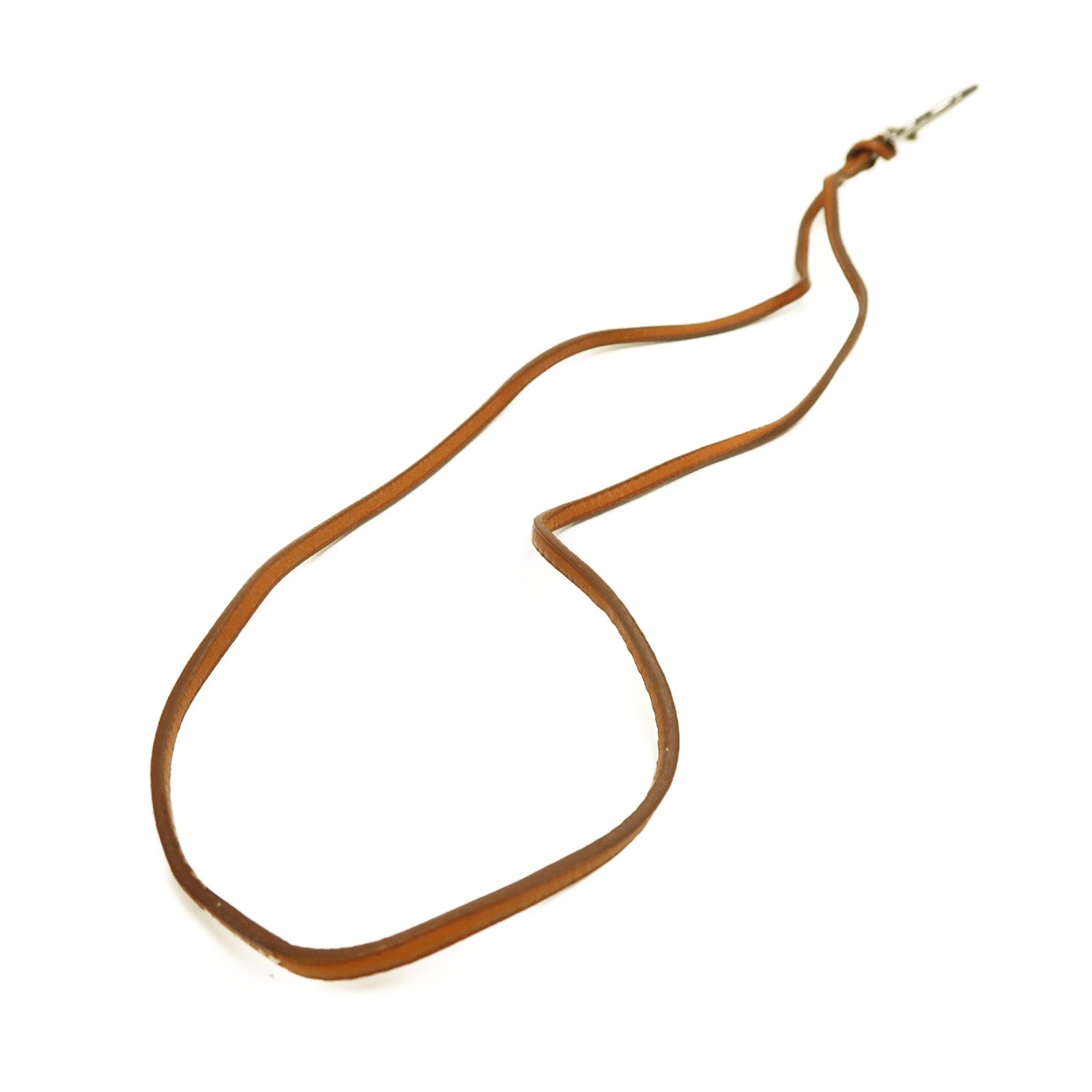 HERMES 【激減優惠】Barenia皮革Pendentif EN Cristal項鏈淺黃褐色