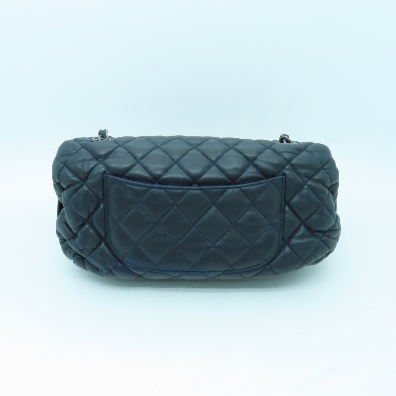 CHANEL **【清倉大減價】菱格皮革Shoulder Bag銀扣肩背袋藍色