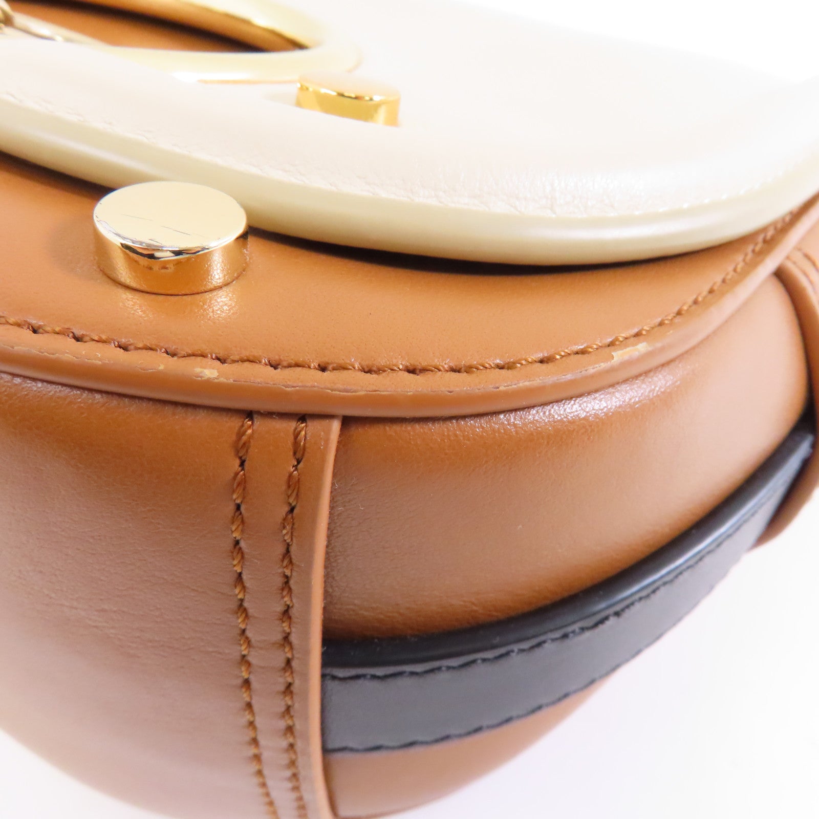 SEE BY CHLOE 牛皮皮革Shoulder Bag金扣肩背袋棕色
