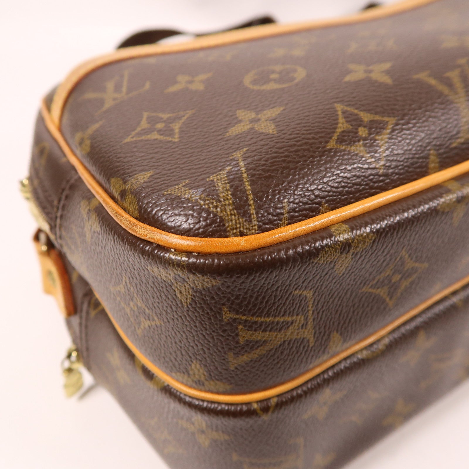 LOUIS VUITTON Monogram Reporter PM金扣肩背袋棕色
