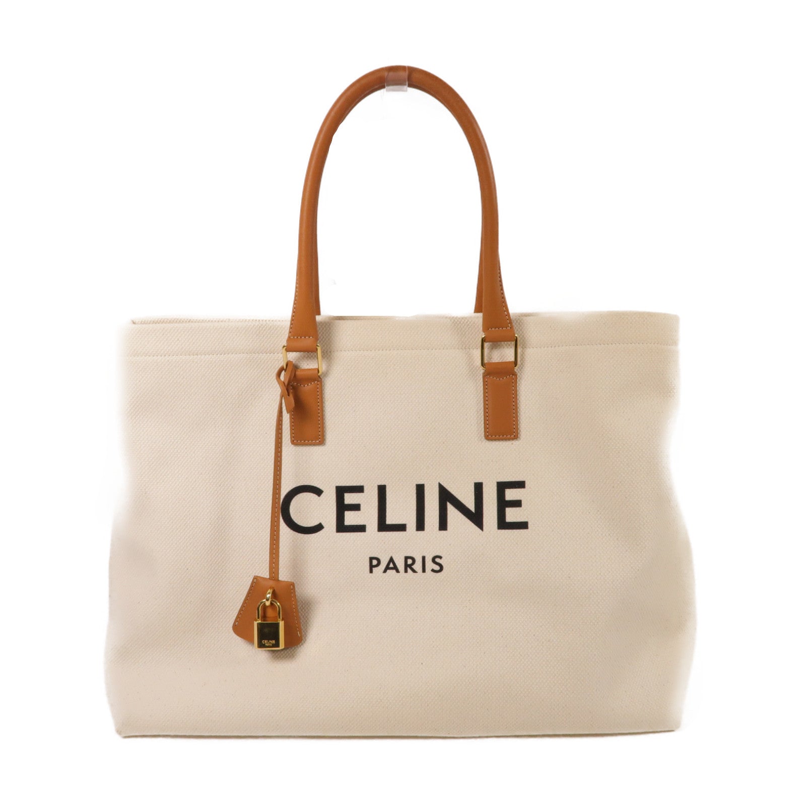 CELINE 帆布Shoulder Bag金扣肩背袋白色