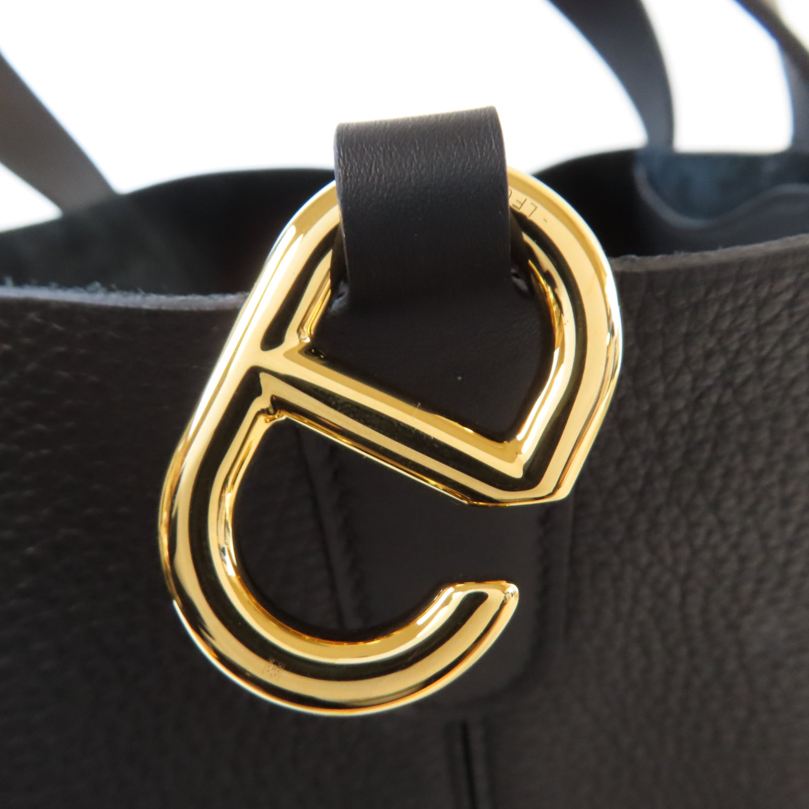HERMES Clemence皮革Picotin In The Loop金扣手挽袋Noir黑色