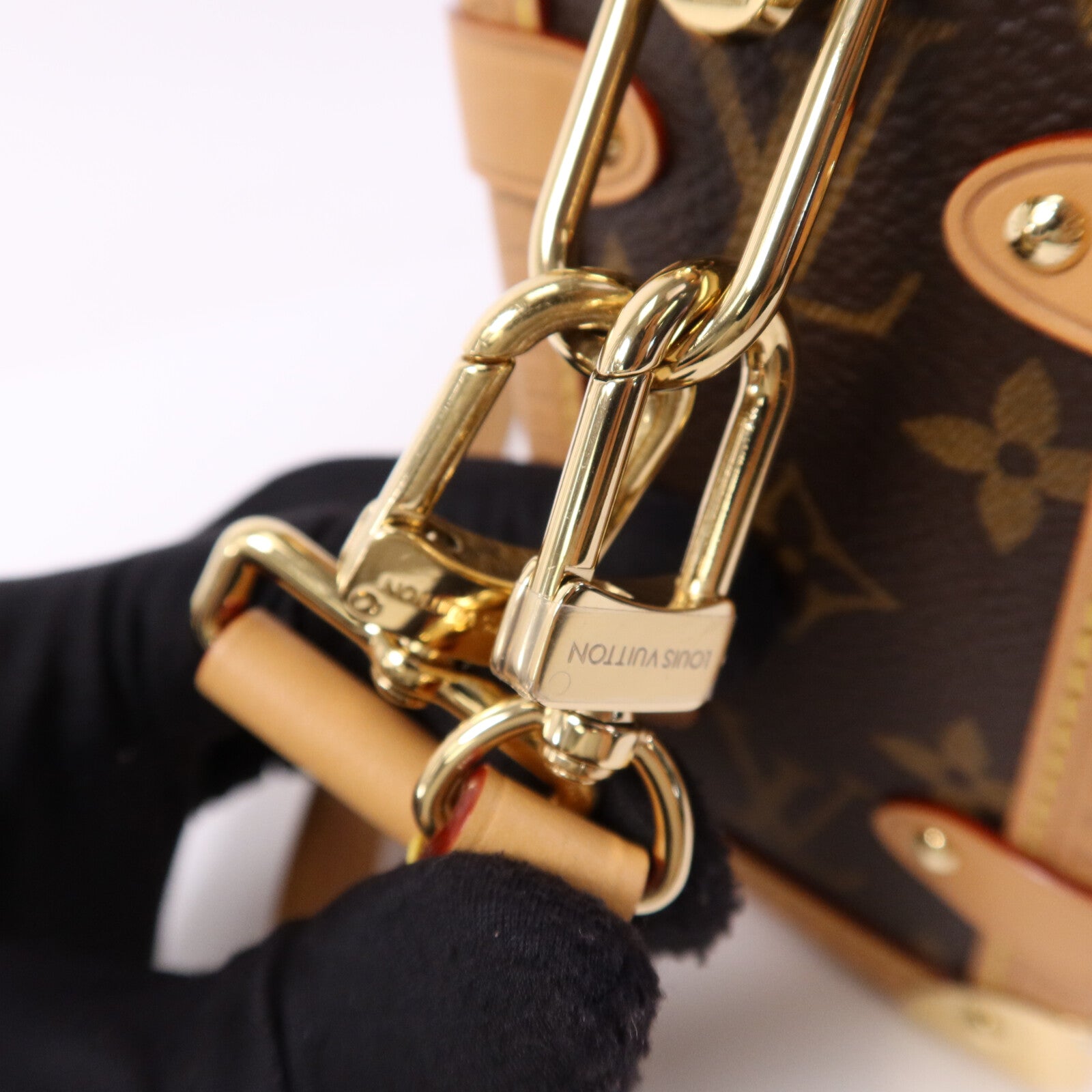 LOUIS VUITTON Monogram Side Trunk MM金扣手挽肩背兩用袋