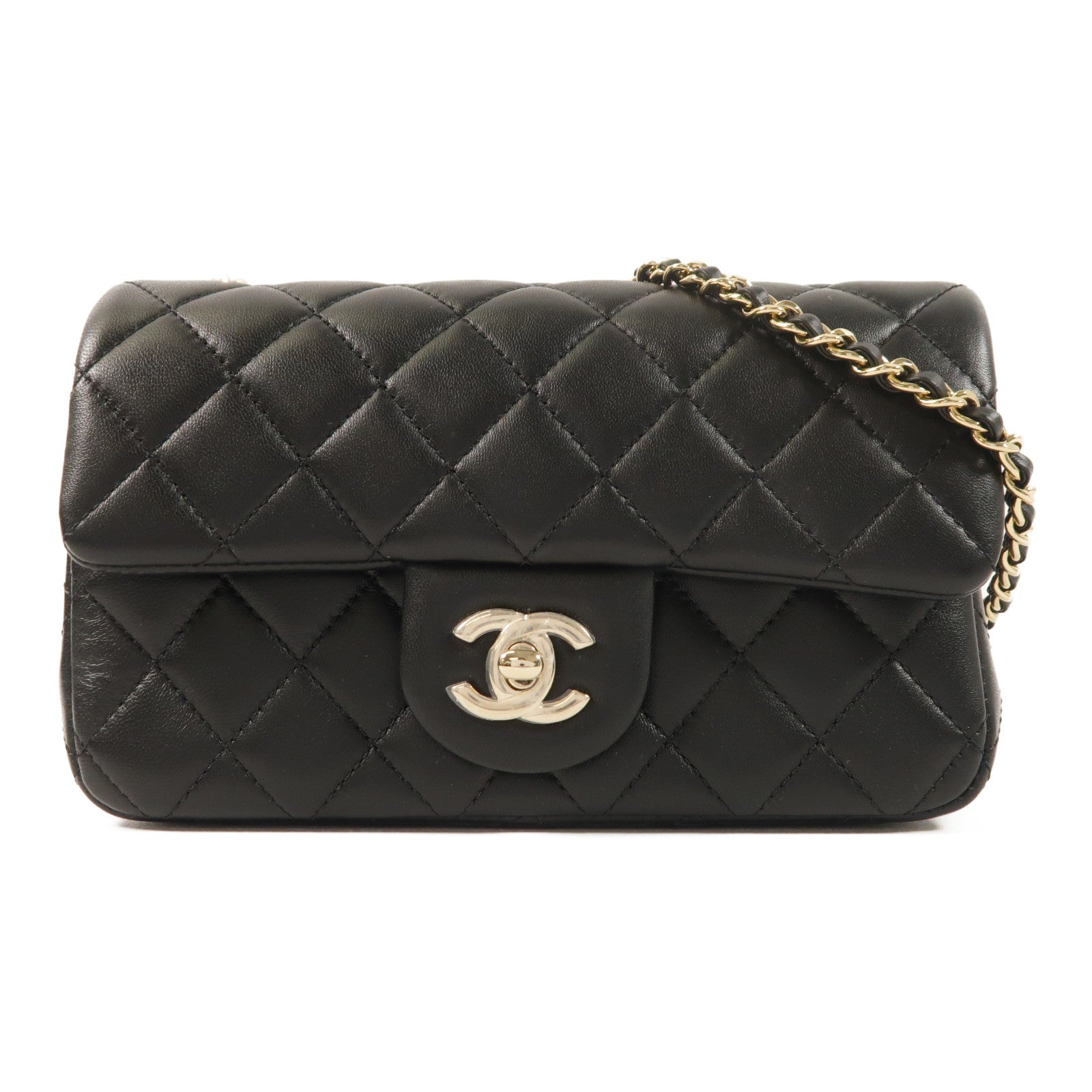 CHANEL 羊皮皮革Classic 20金扣鏈帶肩背袋