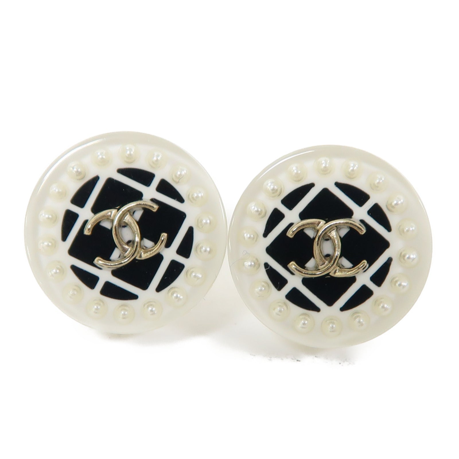 CHANEL 金屬Earrings耳環白色/黑色/銀色