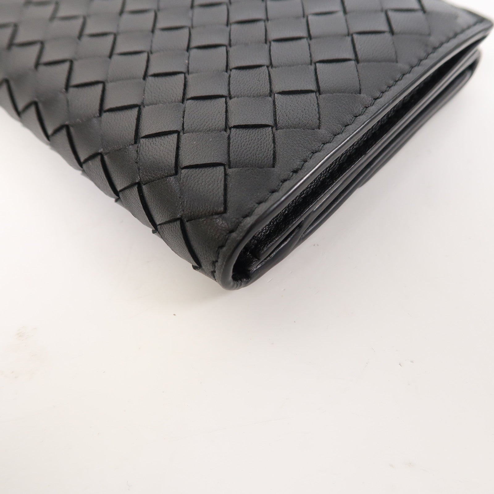 BOTTEGA VENETA 織紋羊皮皮革Long Wallet長錢包黑色