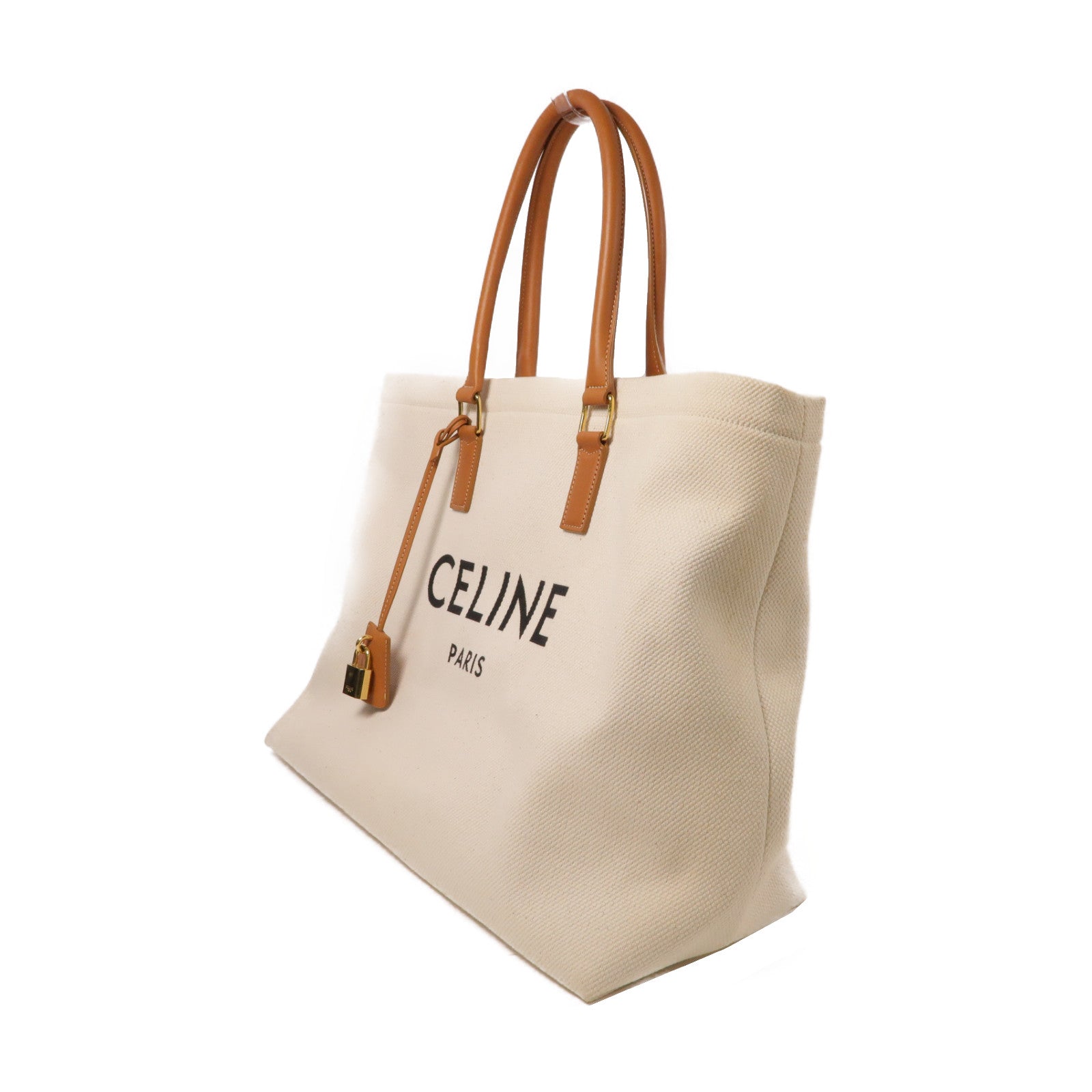 CELINE 帆布Shoulder Bag金扣肩背袋白色