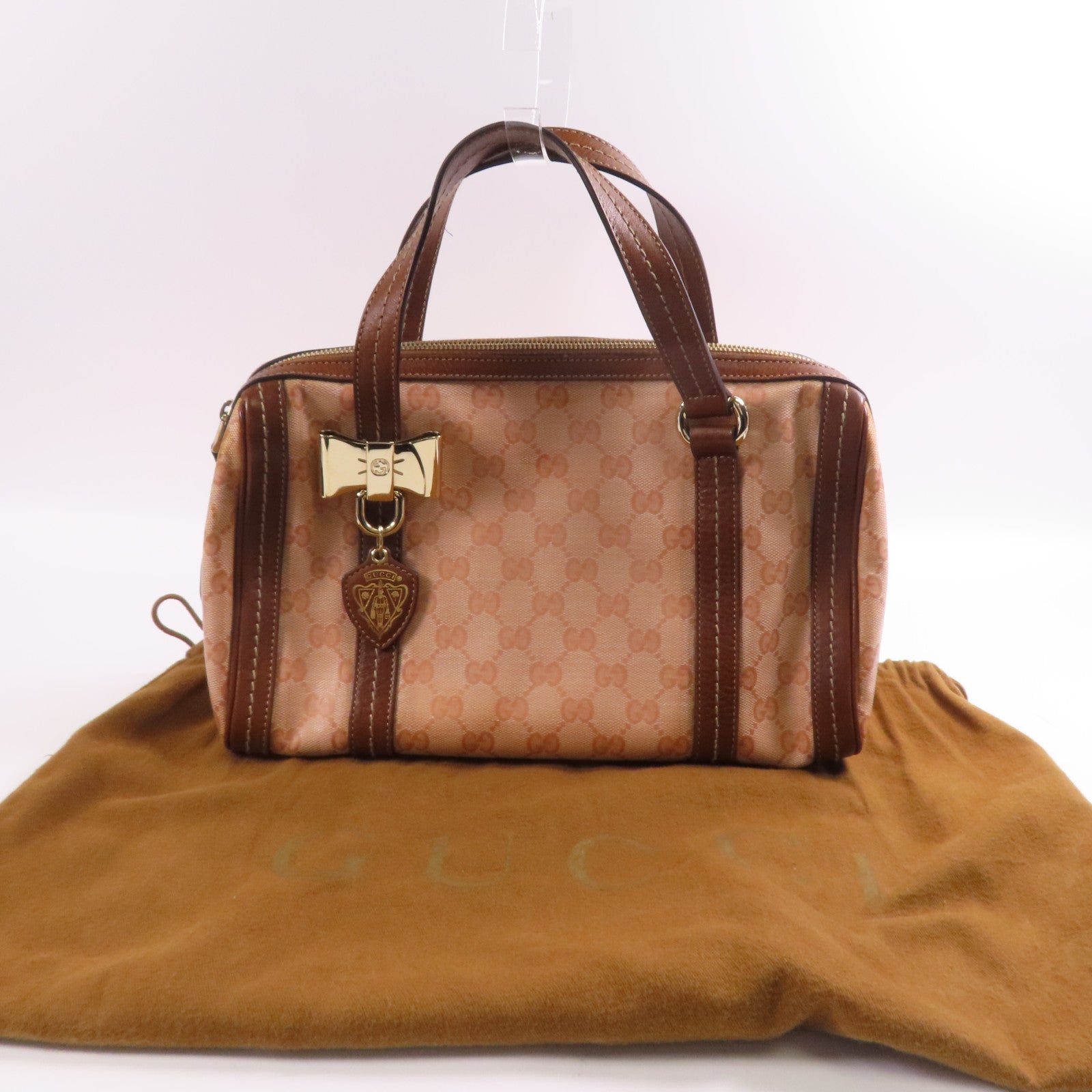 GUCCI 塗層帆布Boston Bag金扣波士頓包