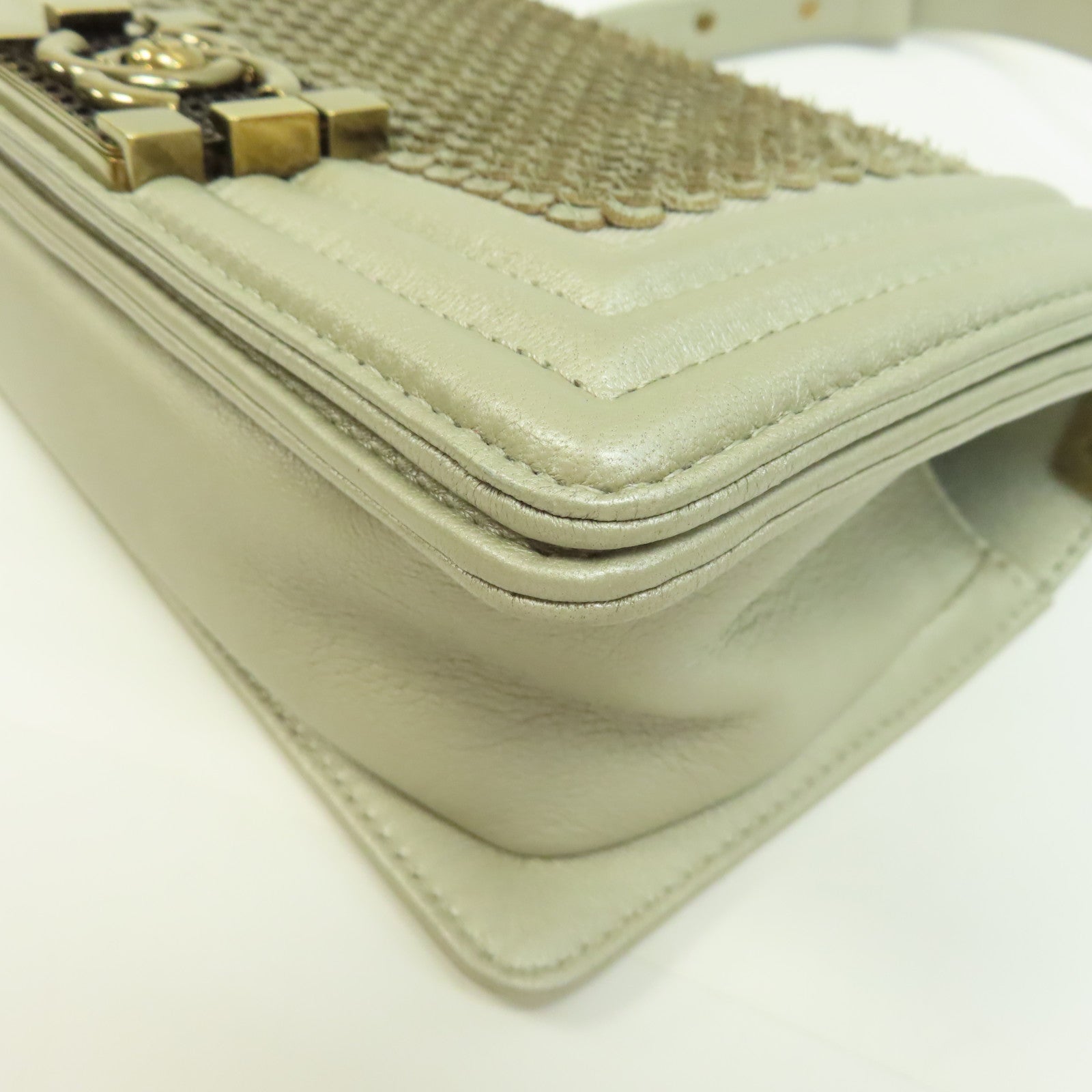 CHANEL 【激減優惠】羊皮皮革Chain Shoulder金扣鏈帶肩背袋金色