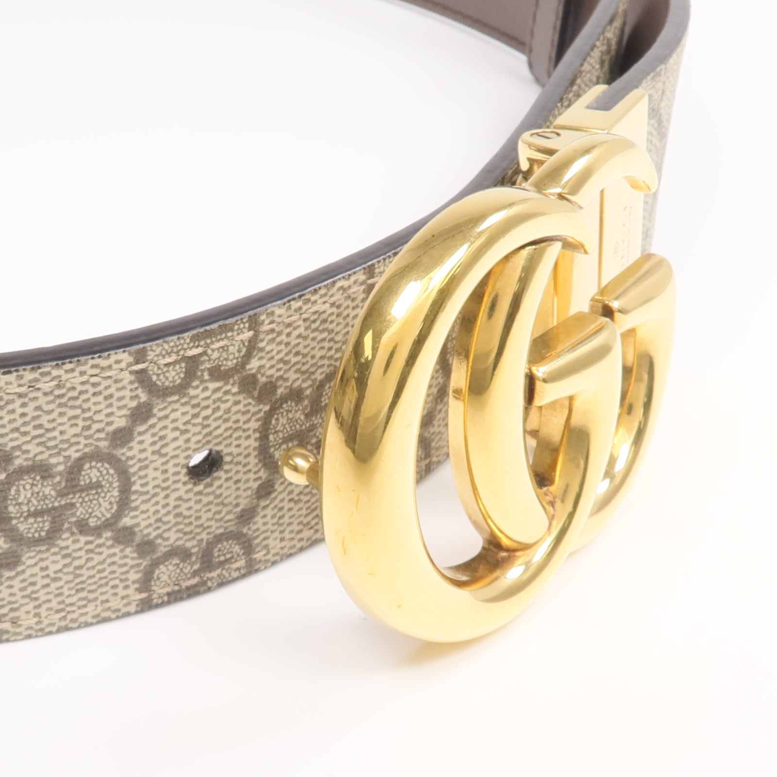 GUCCI 塗層帆布GG Marmont Belt 75cm金扣皮帶