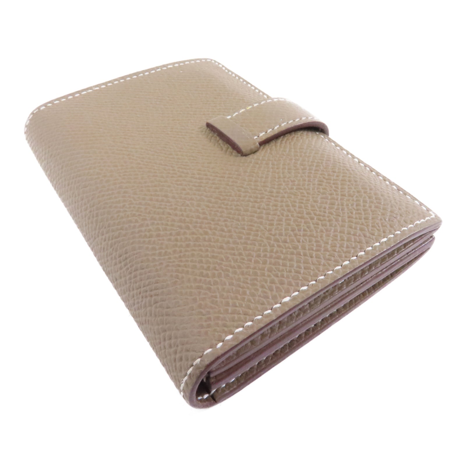 HERMES Epsom皮革Bearn Card Case金扣卡片套Etoupe/米灰色