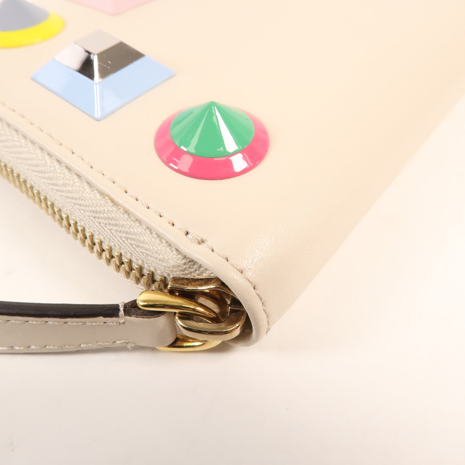 FENDI 牛皮皮革Zipper Long Wallet金扣長錢包