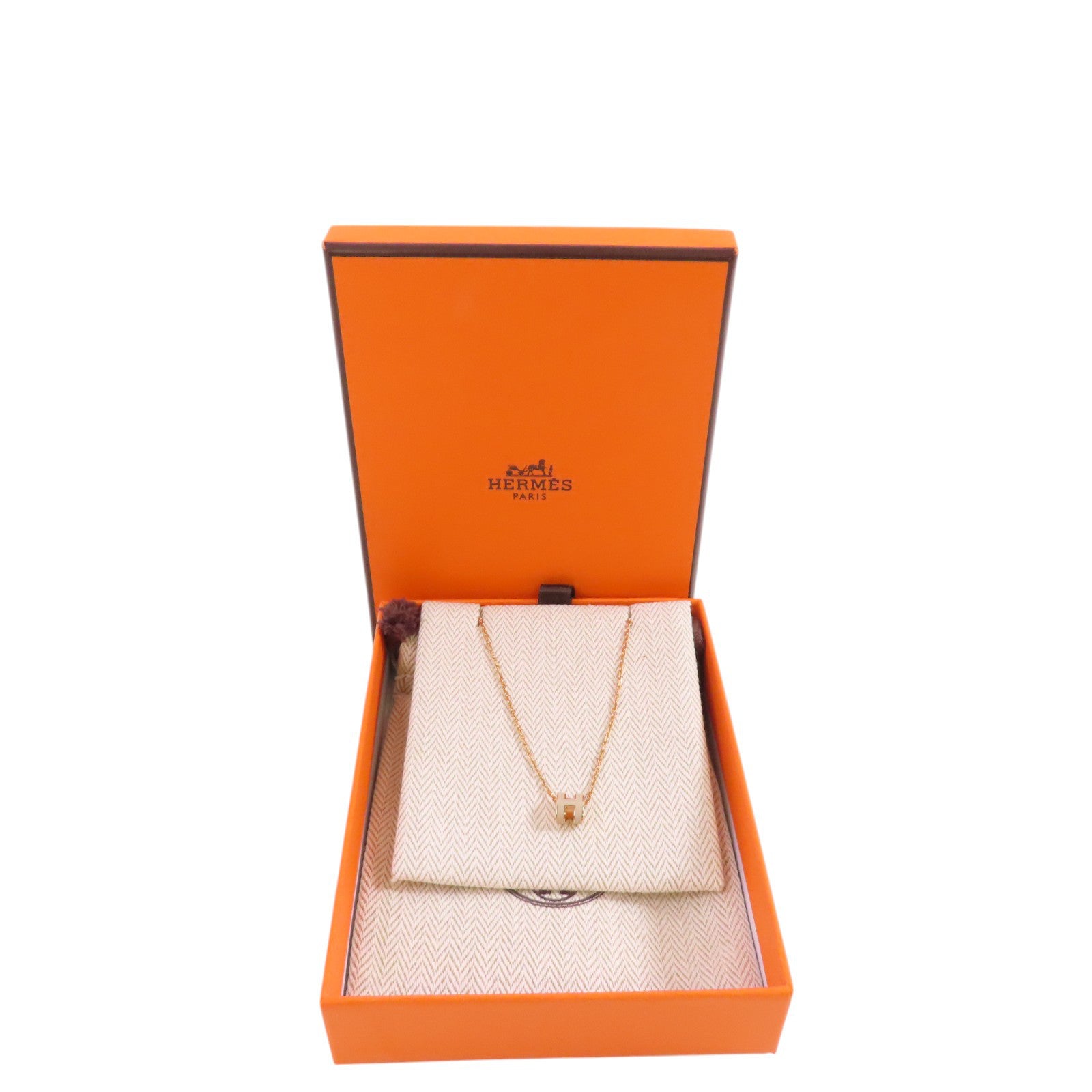 HERMES 金屬/琺瑯Mini POP H Necklace金扣項鏈