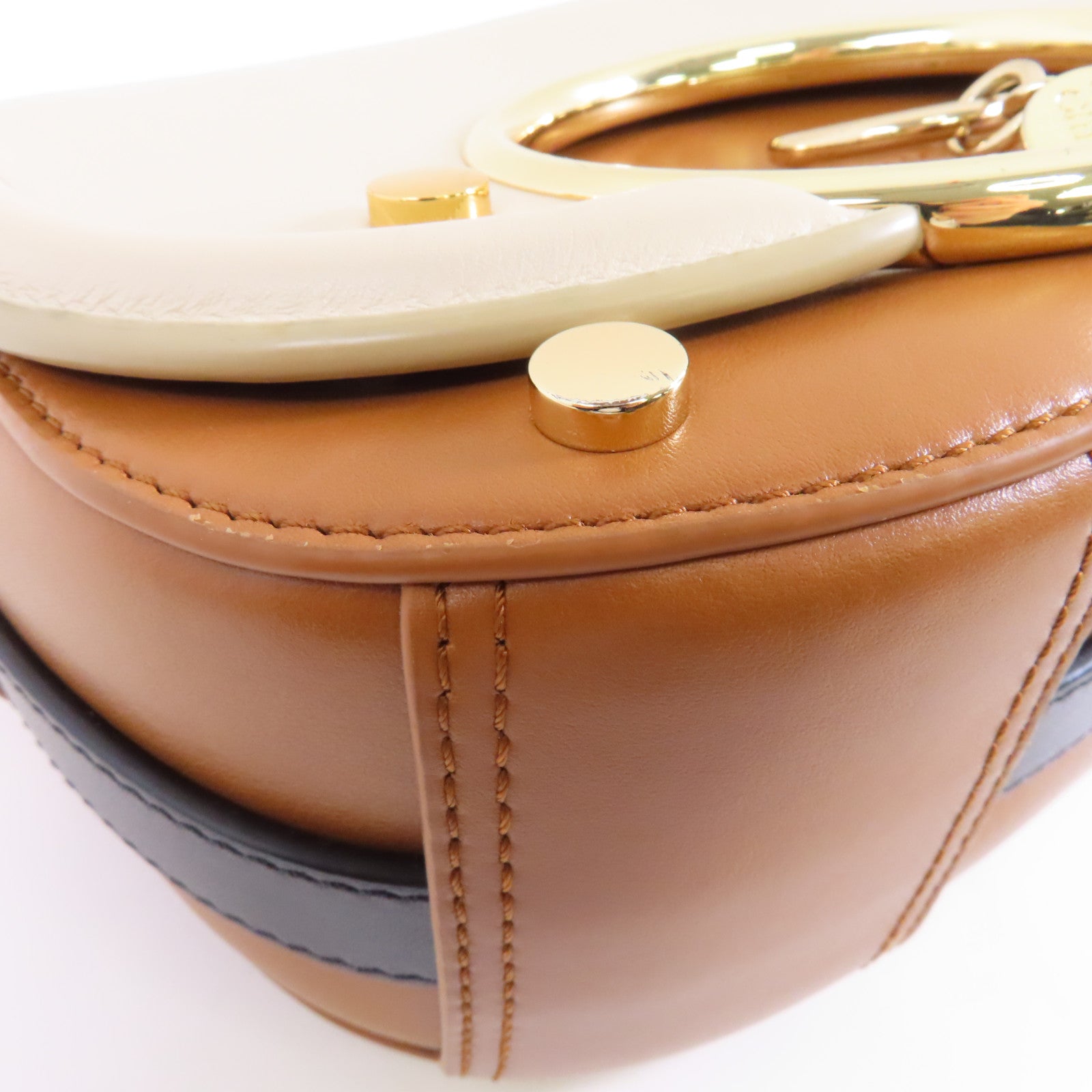 SEE BY CHLOE 牛皮皮革Shoulder Bag金扣肩背袋棕色