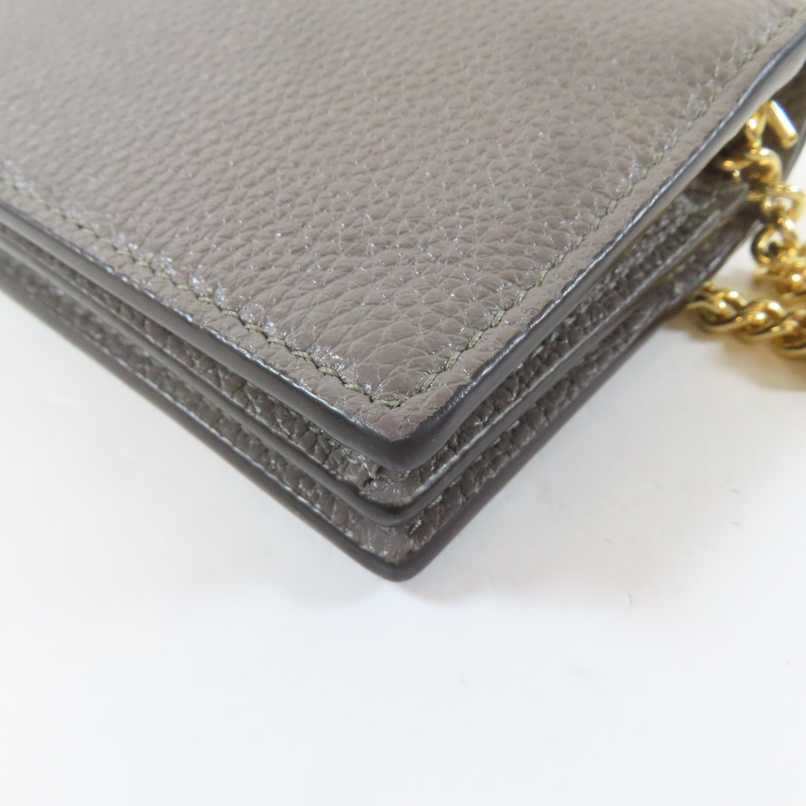 GUCCI 【激減優惠】牛皮皮革Bifold Wallet金扣/銀扣錢包灰色