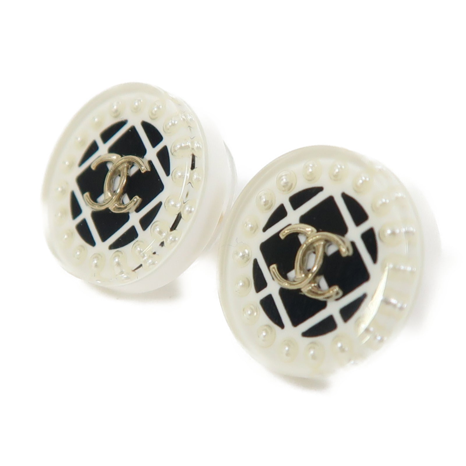 CHANEL 金屬Earrings耳環白色/黑色/銀色