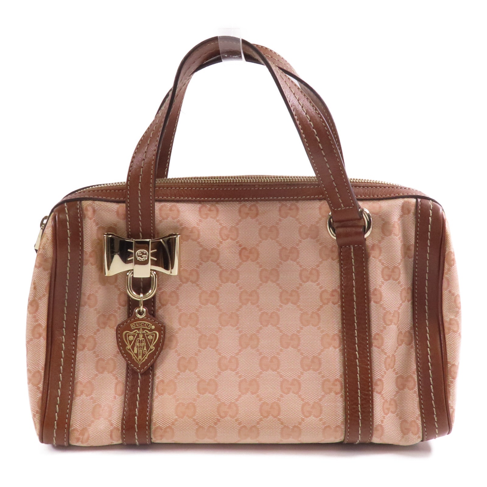 GUCCI 塗層帆布Boston Bag金扣波士頓包