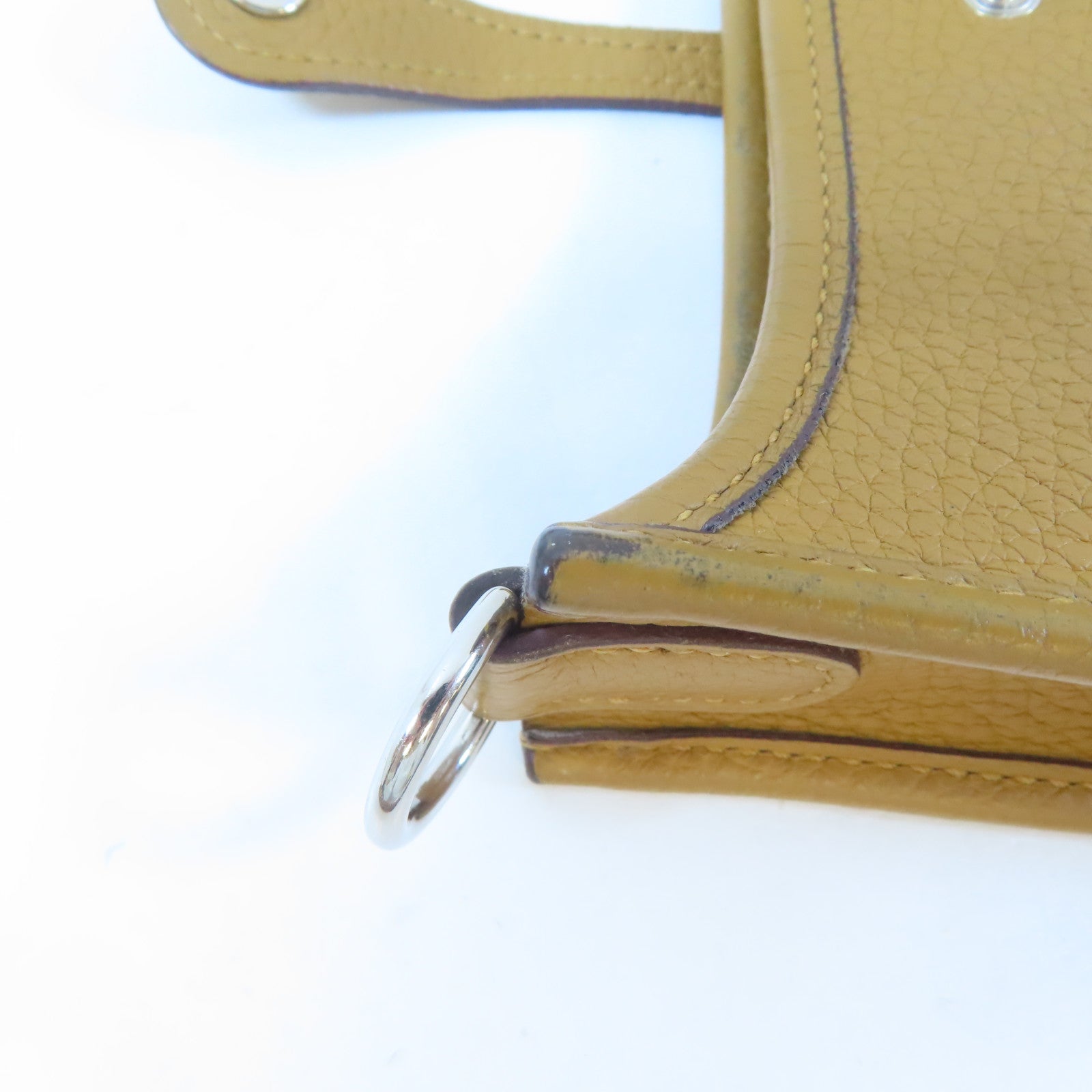 HERMES Clemence皮革Evelyne TPM銀扣肩背袋Biscuit/啡色