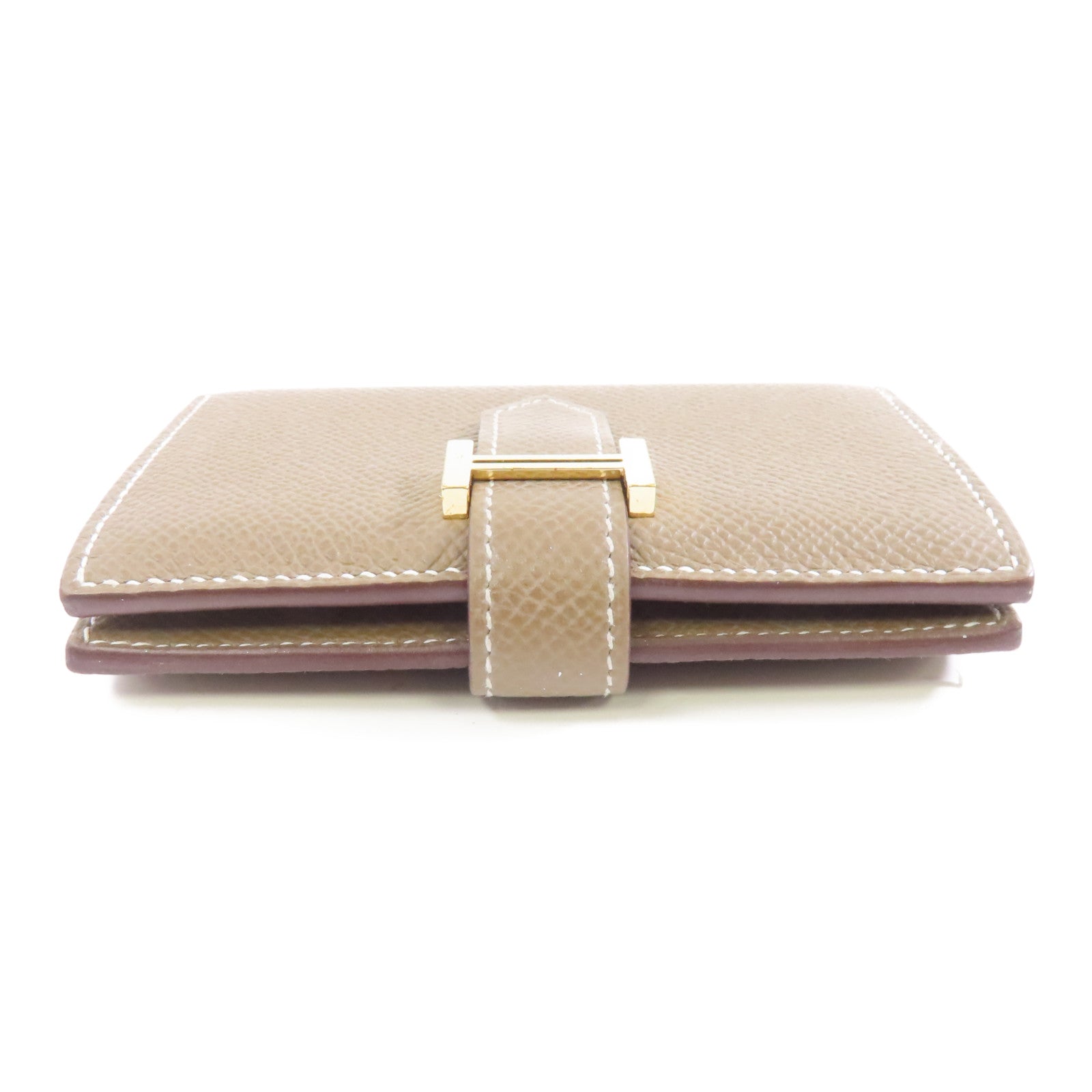 HERMES Epsom皮革Bearn Card Case金扣卡片套Etoupe/米灰色