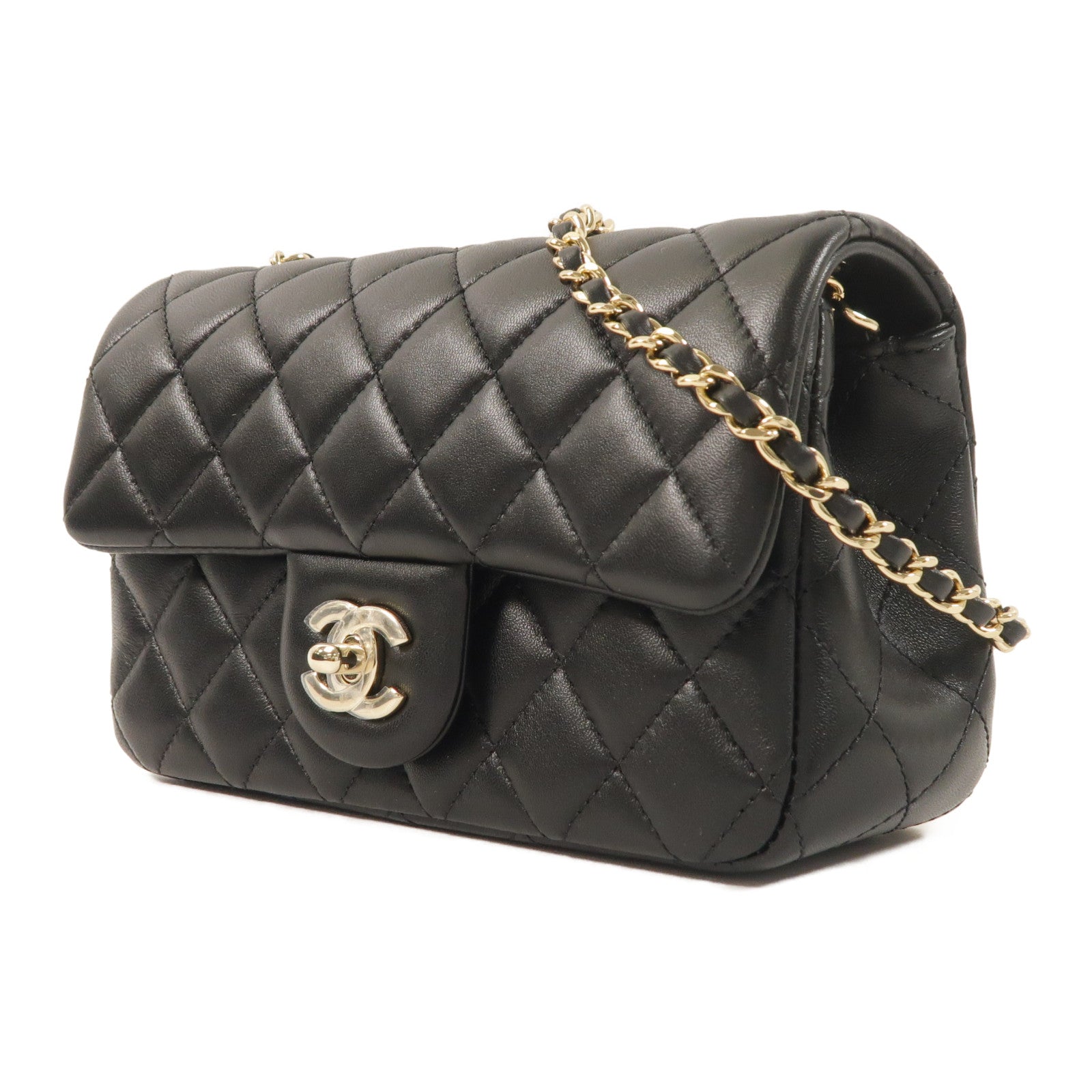 CHANEL 羊皮皮革Classic 20金扣鏈帶肩背袋