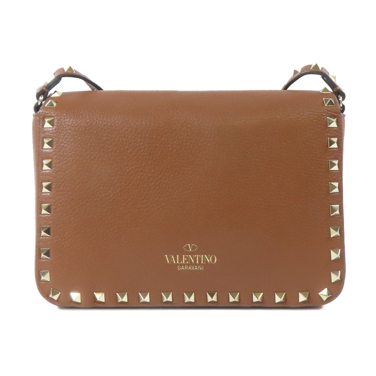 Valentino 牛皮皮革Shoulder Bag金扣肩背袋啡色