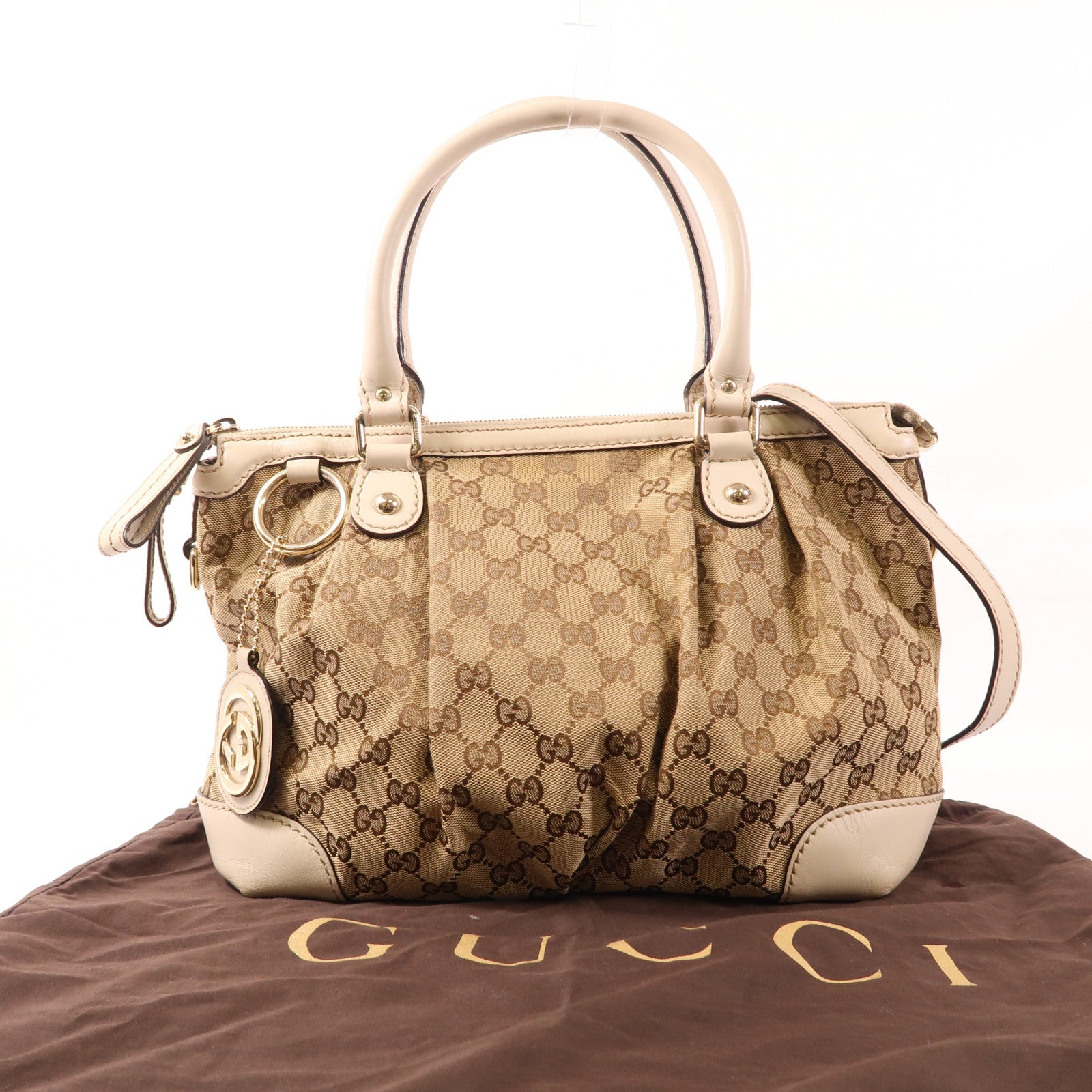 GUCCI GG SHW 2 Way Shoulder Bag Handbag 247902 Canvas Brown
