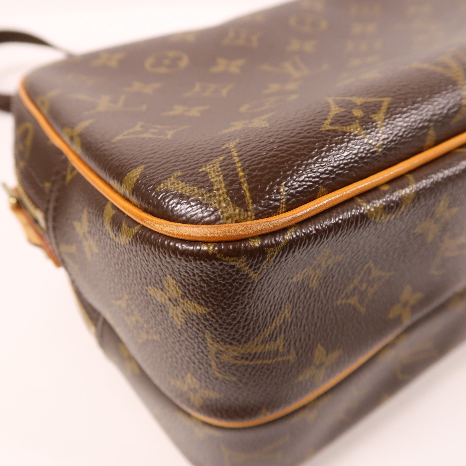 LOUIS VUITTON Monogram Reporter PM金扣肩背袋棕色