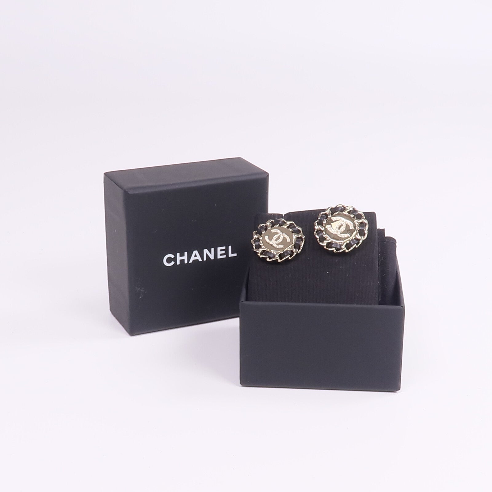CHANEL 金屬/皮革Earrings金扣耳環