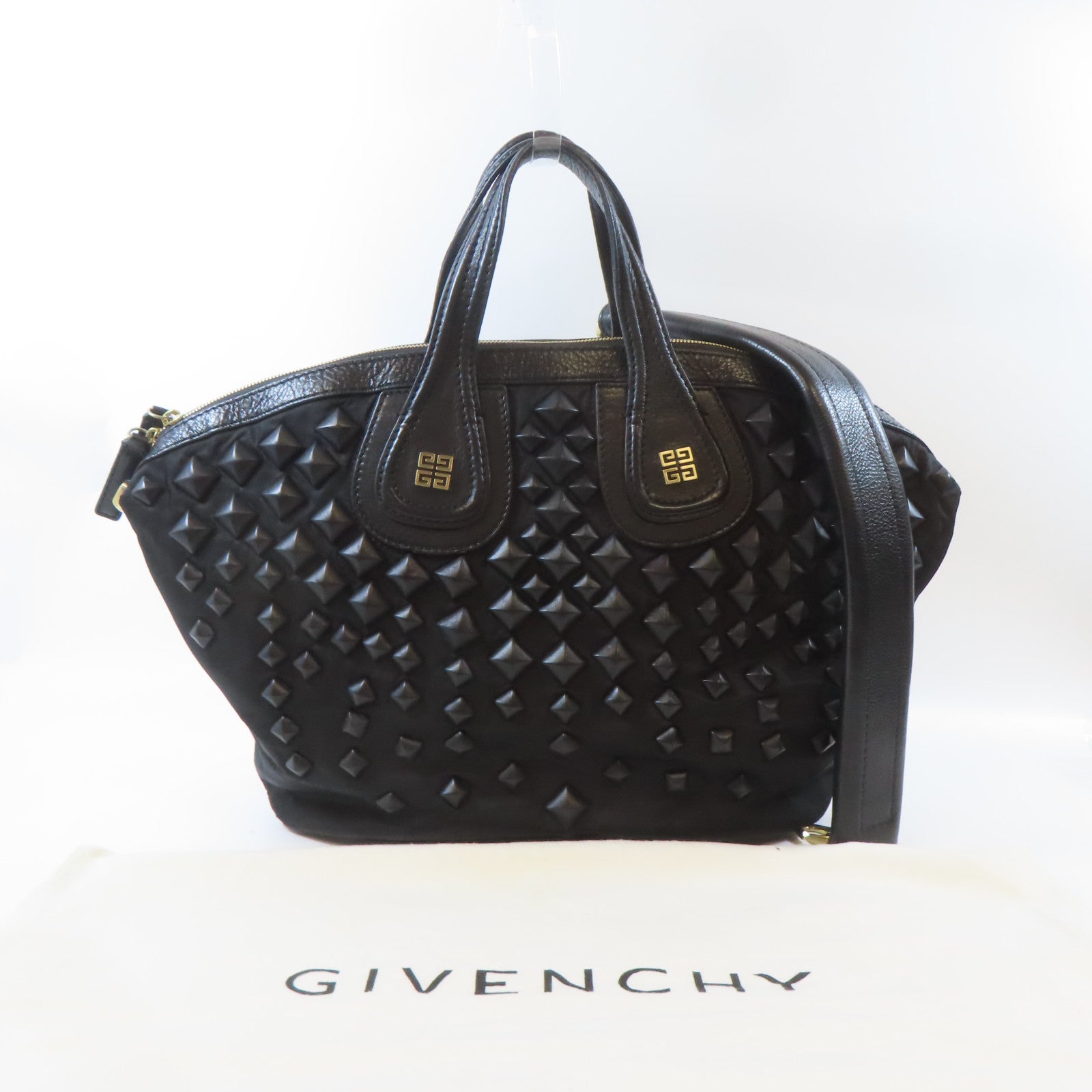 GIVENCHY 【激減優惠】尼龍Nightingale Studded Bag金扣手挽肩背兩用袋黑色
