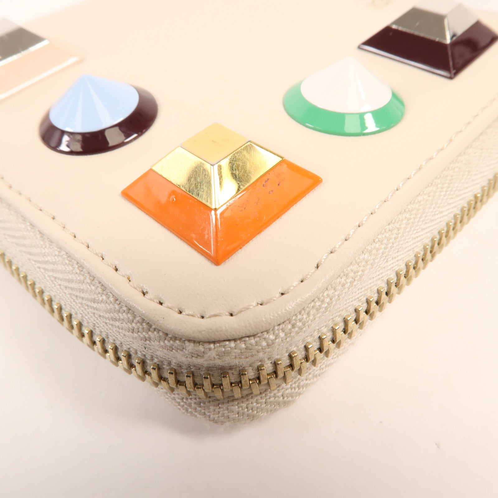 FENDI 牛皮皮革Zipper Long Wallet金扣長錢包