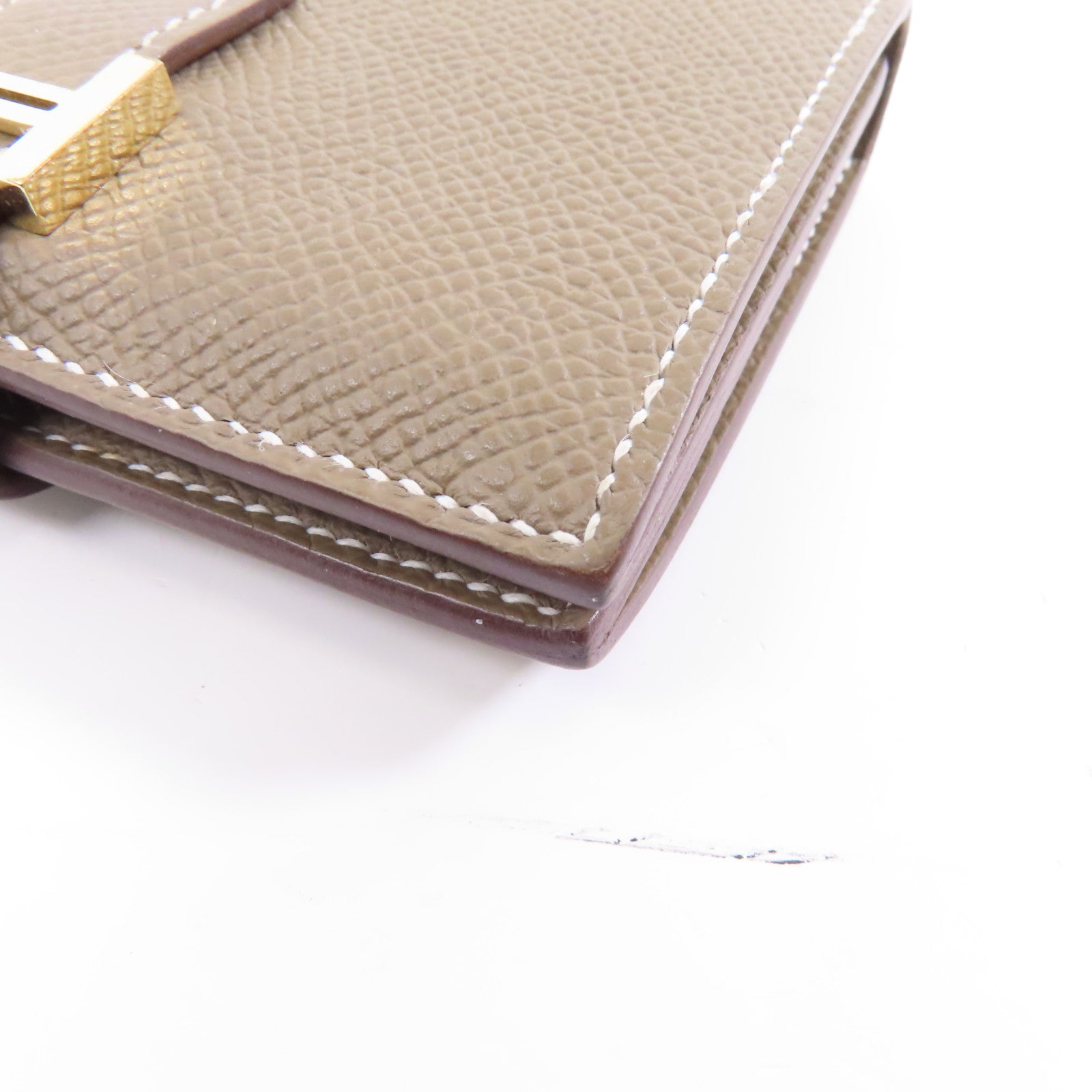 HERMES Epsom皮革Bearn Card Case金扣卡片套Etoupe/米灰色