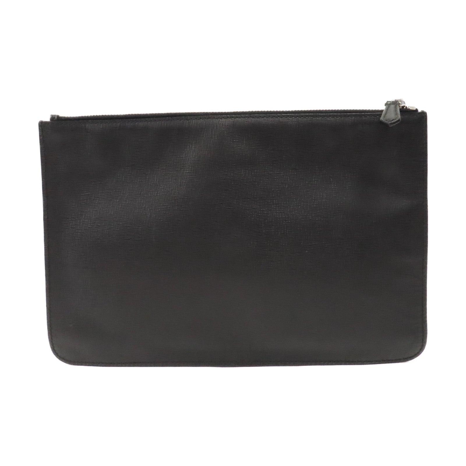 FENDI 牛皮皮革Monster Clutch Bag銀扣手拿包黑色