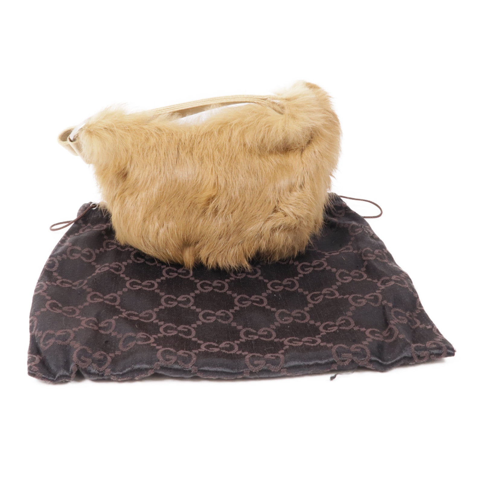 GUCCI 兔毛Clutch手挽袋棕色