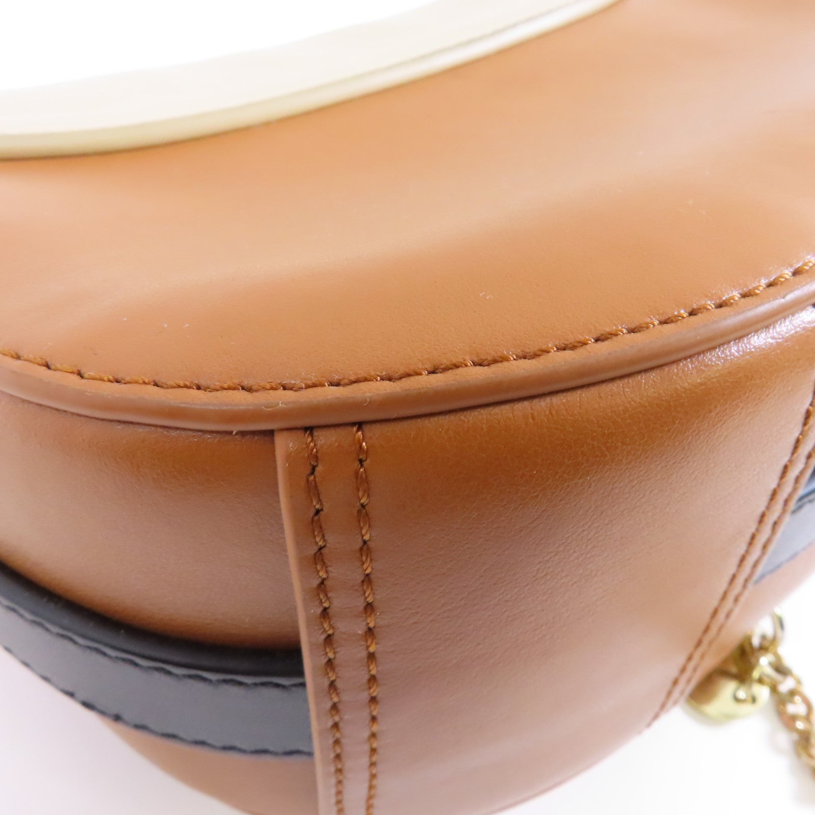 SEE BY CHLOE 牛皮皮革Shoulder Bag金扣肩背袋棕色