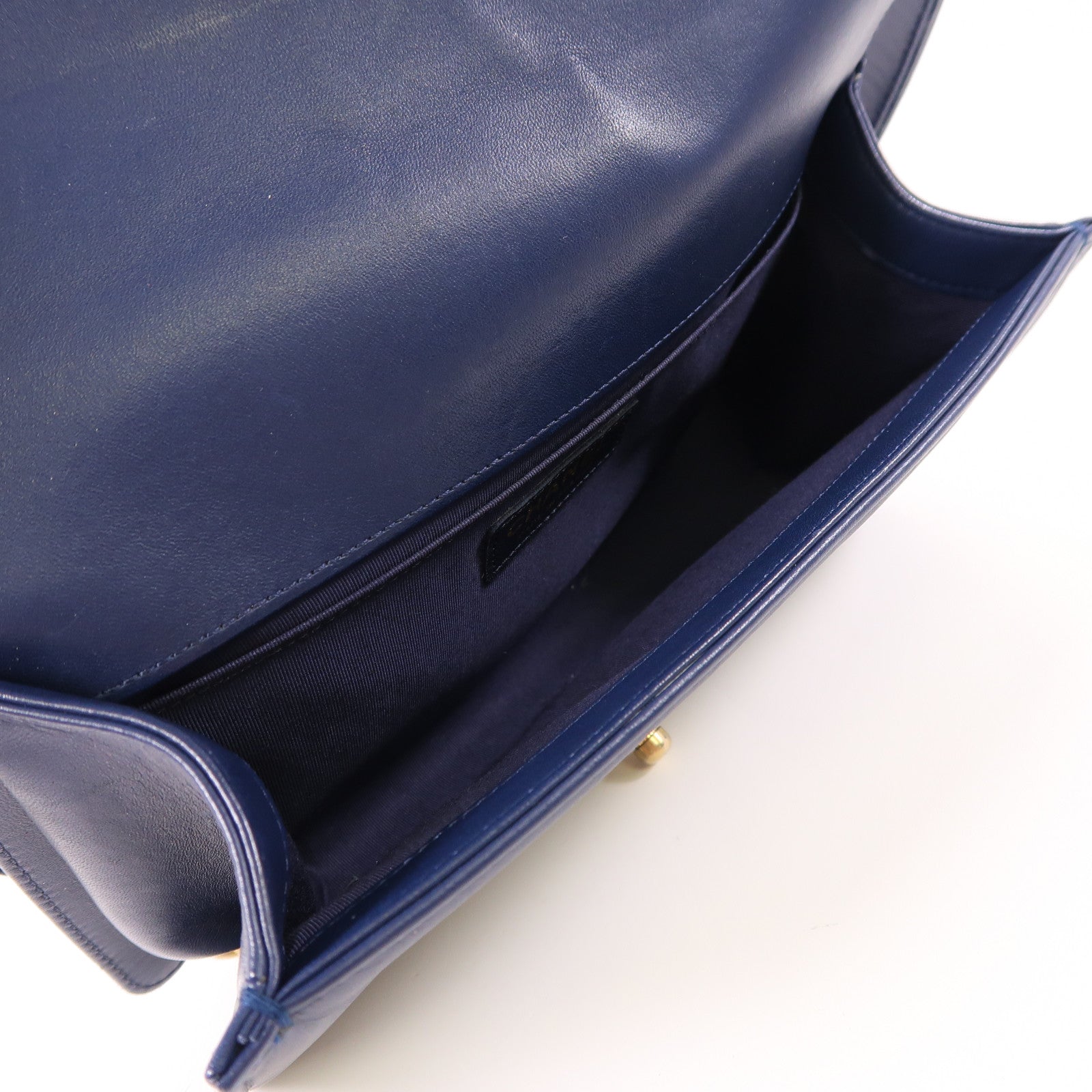 CHANEL CC ¢ÕHW Boy 25cm Chain Shoulder Bag Lambskin Leather Navy