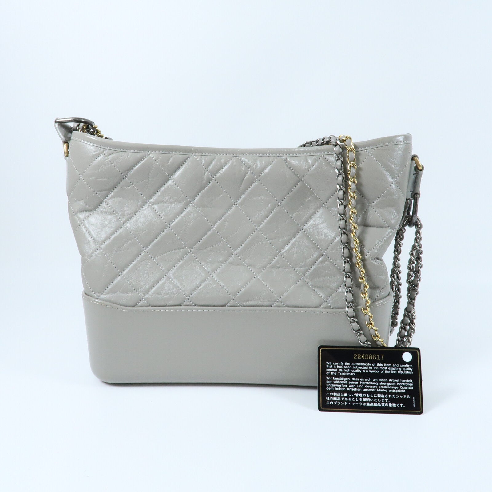 CHANEL 牛皮皮革Gabrielle Medium鏈帶肩背袋