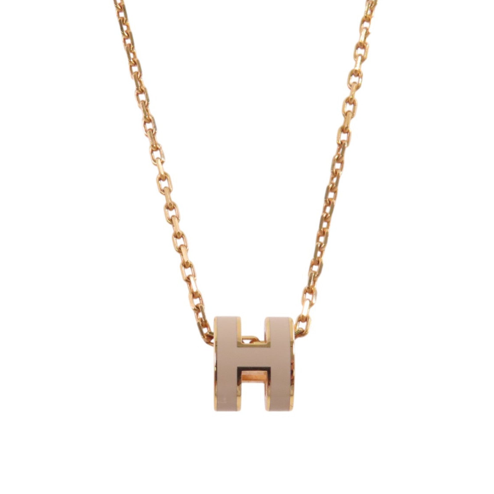 HERMES 金屬/琺瑯Mini POP H Necklace金扣項鏈