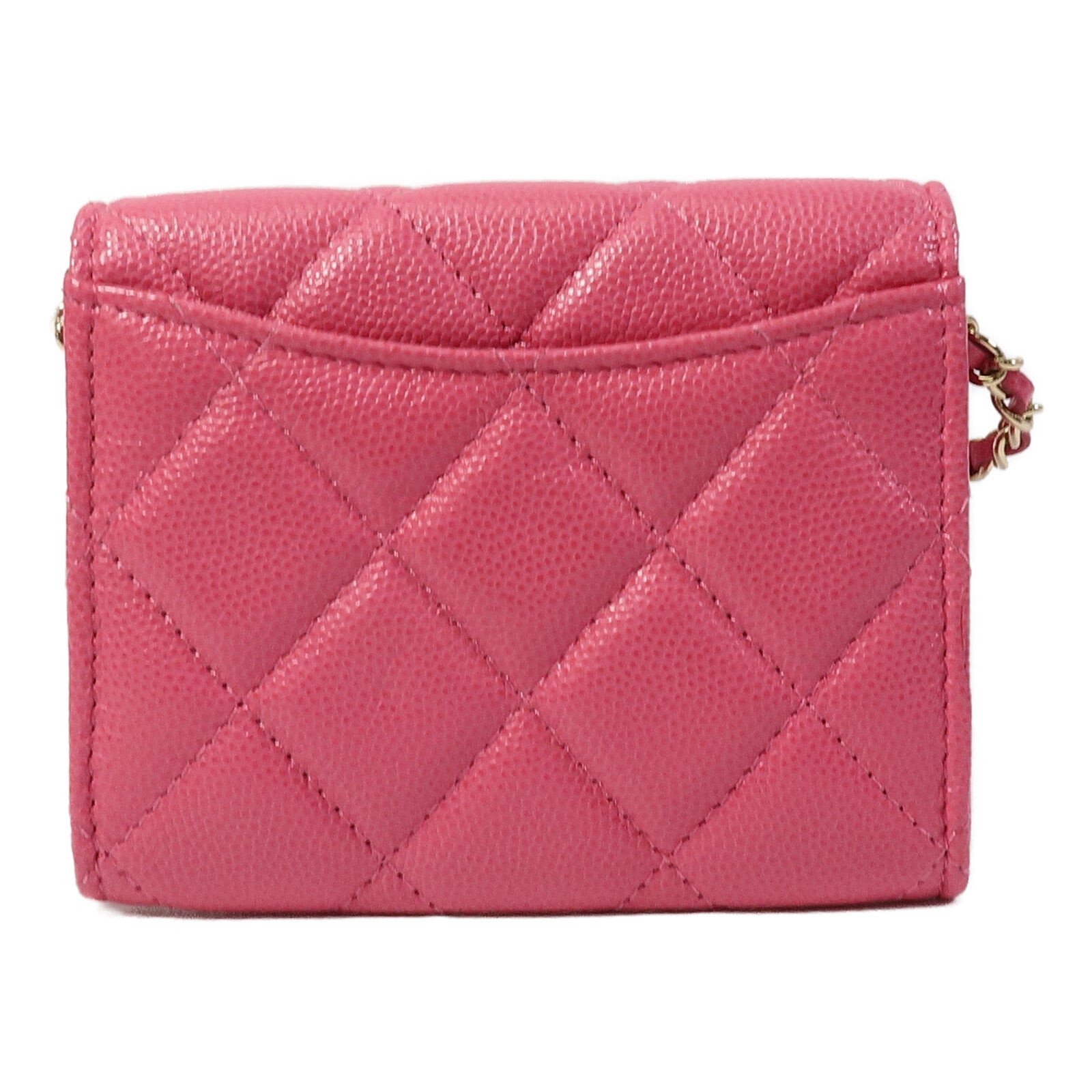 CHANEL 牛皮皮革Quiled Flap Card Holder On Chain鏈帶肩背袋