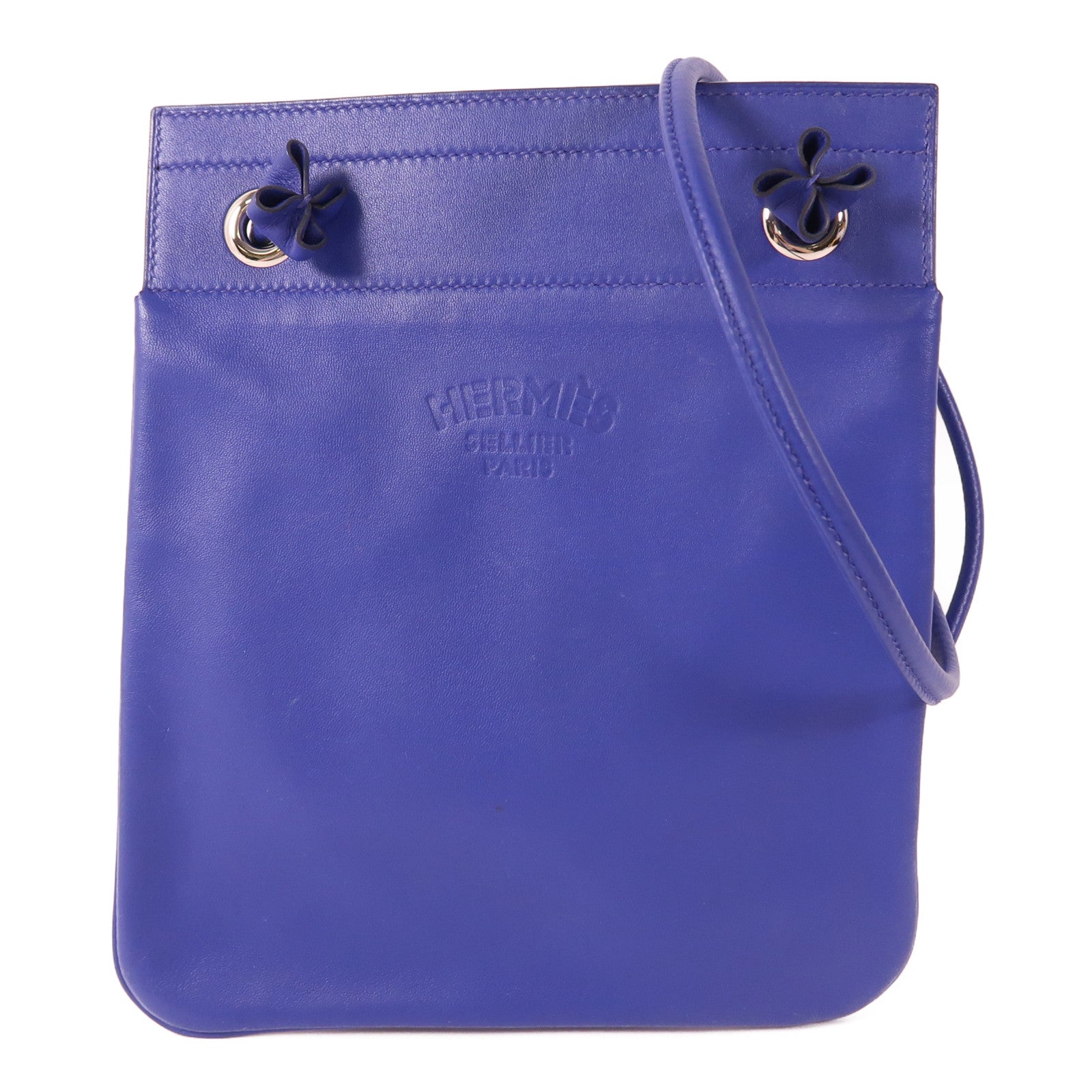 HERMES Chevre皮革/Swift皮革Aline銀扣肩背袋