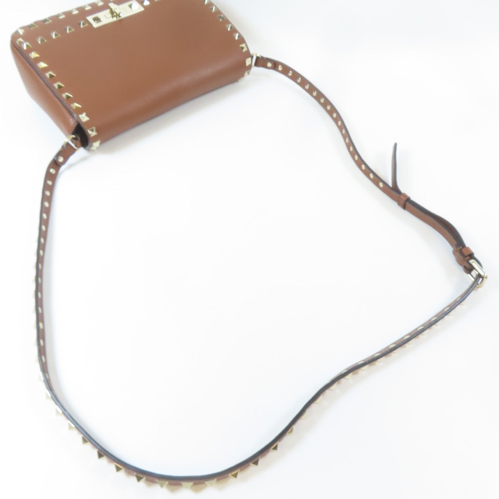 Valentino 牛皮皮革Shoulder Bag金扣肩背袋啡色