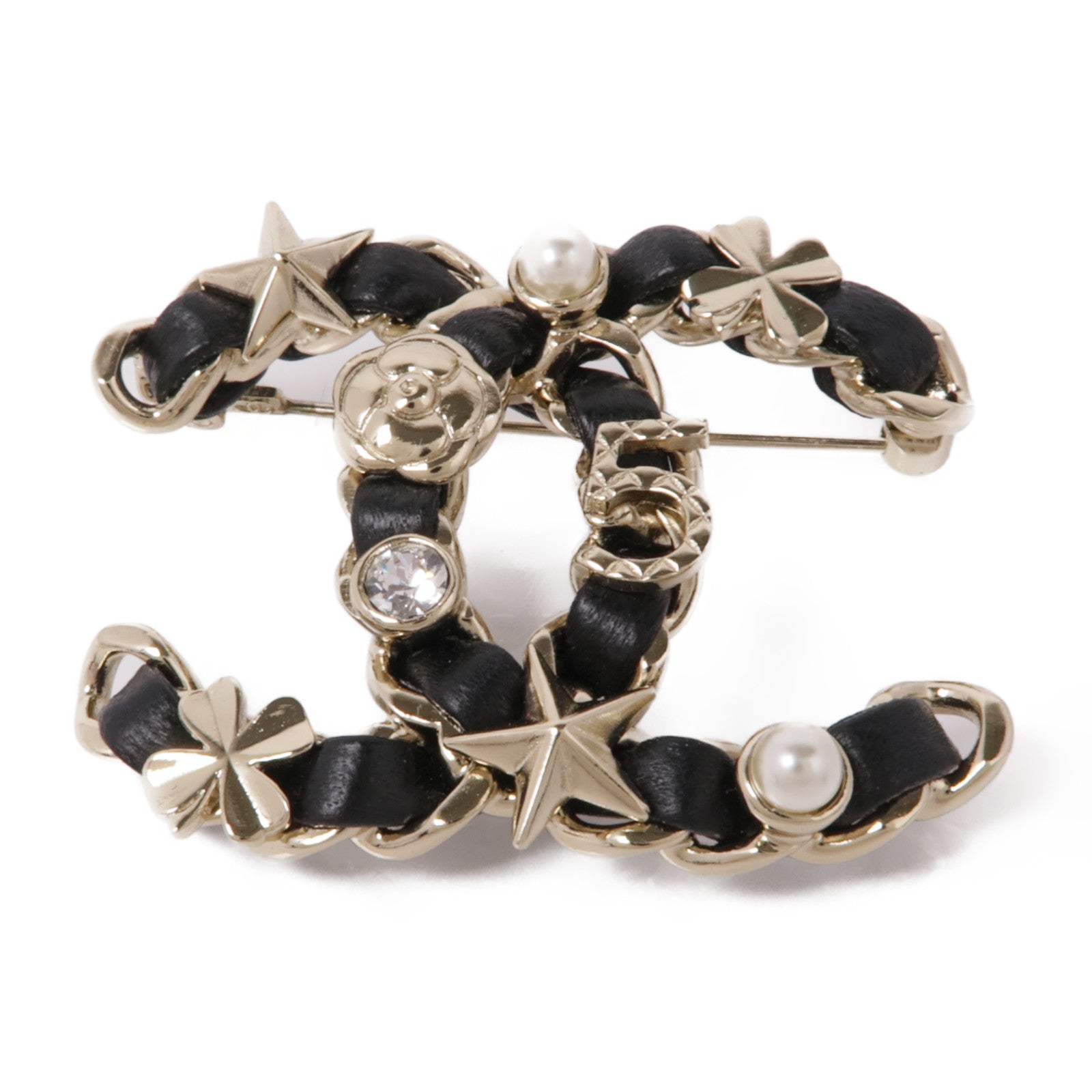 CHANEL 金屬/皮革Brooch胸針